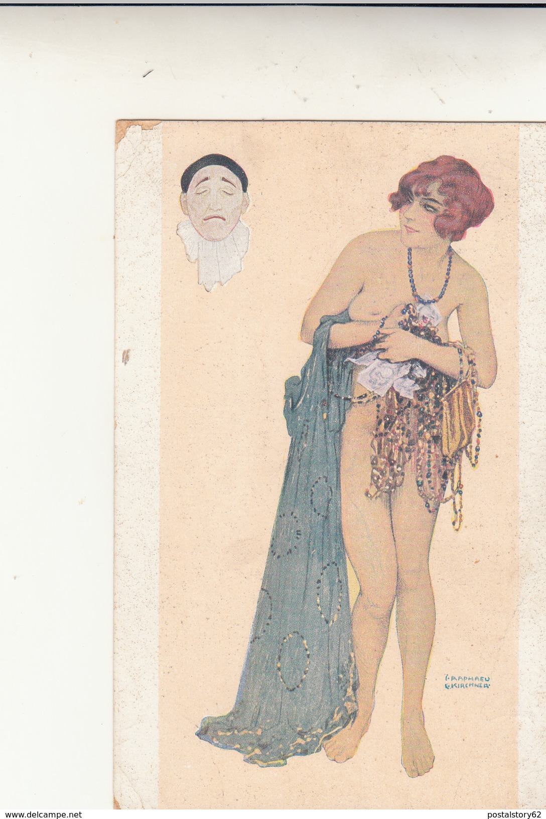 Postcard Raphael Kirkhner - Women With Pierrot Mask. Inused Inizio 900 - Kirchner, Raphael