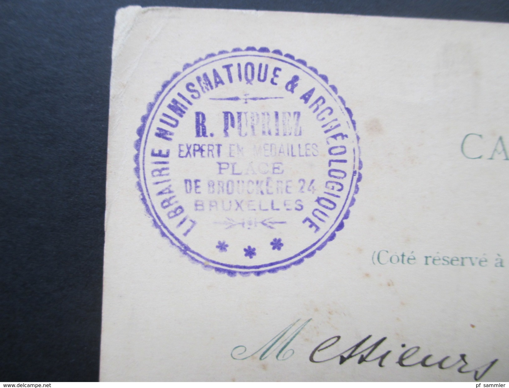 Belgien Ganzsache Mit Zusatzfrankatur Nach Paris. Librairie Numismatique & Archeologique R. Dupriez Bruxelles - Cartes Postales 1871-1909