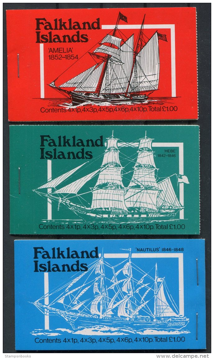 Falkland Islands 3 X Ship Booklets AMELIA HEBE NAUTILUS Complete MNH - Falkland Islands