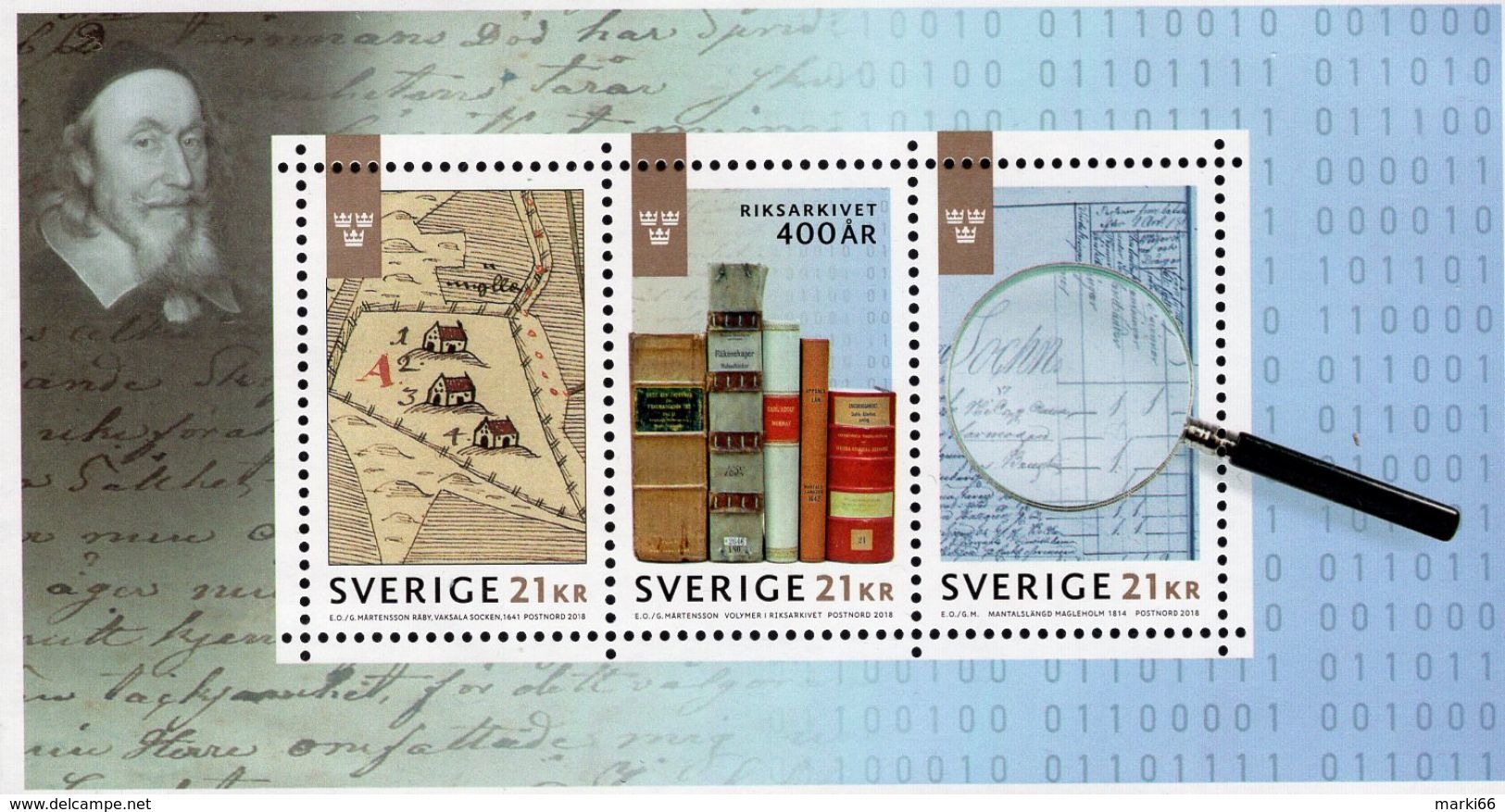 Sweden - 2018 - National Archives - 400th Anniversary - Mint Souvenir Sheet - Unused Stamps