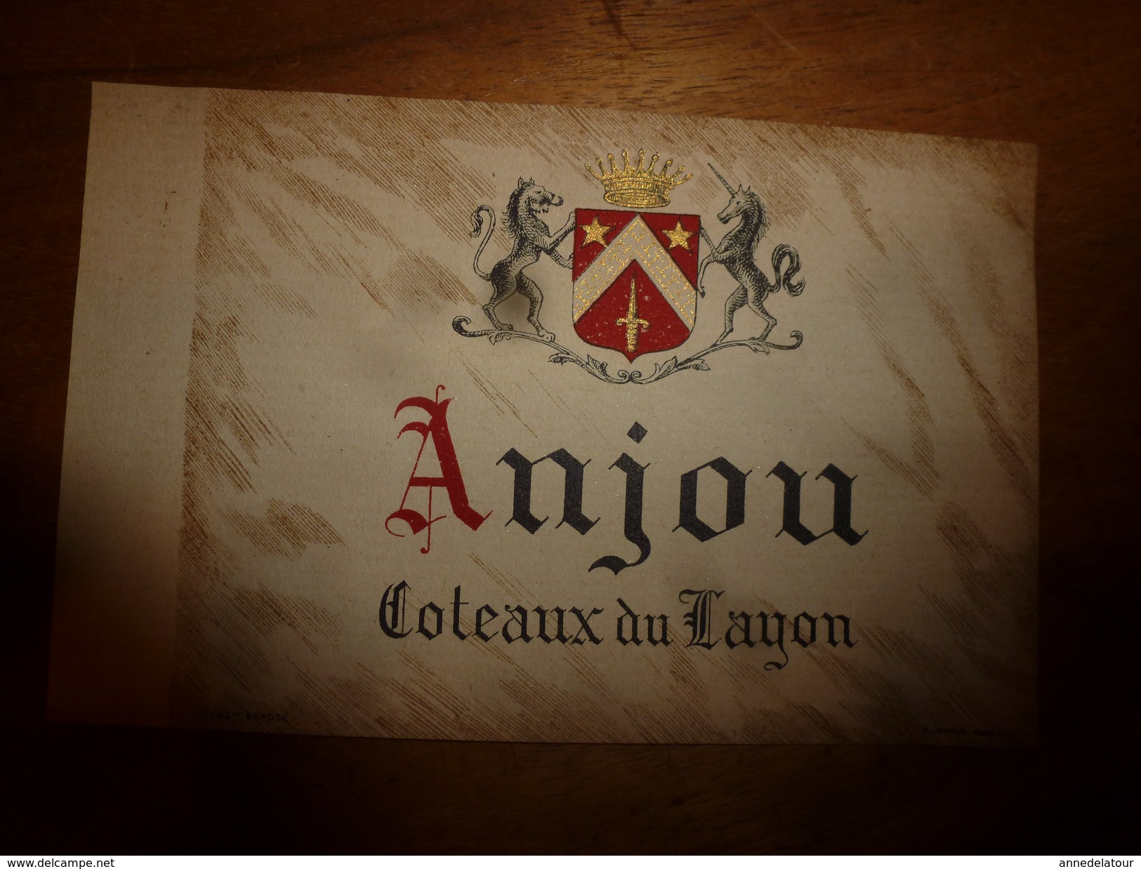1920 ? Spécimen étiquette De Vin  ANJOU Coteaux Du Layon  N° 102 H, Déposé,  Imprimerie G.Jouneau  3 Rue Papin à Paris - Rouges