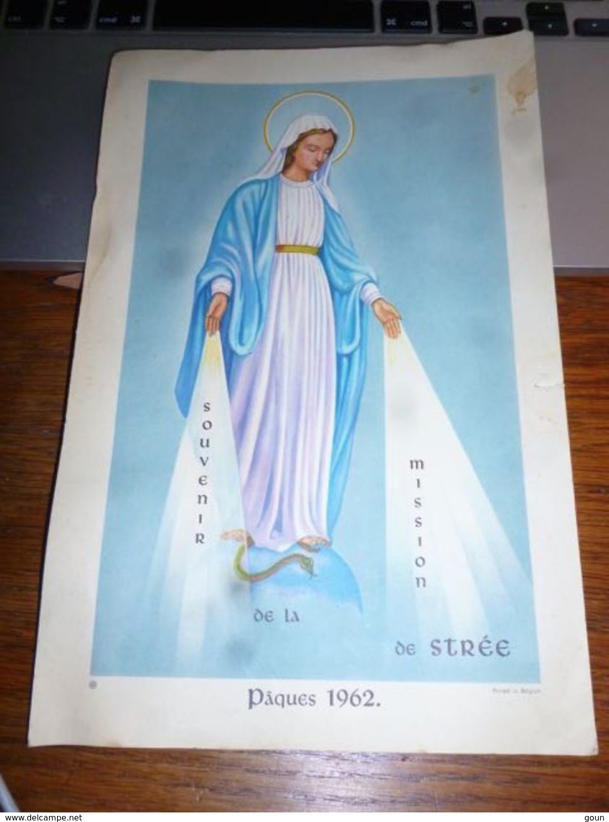 Affichette Souvenir De La Mission De Strée Pâques 1952 - Statue Vierge Marie - Autres & Non Classés