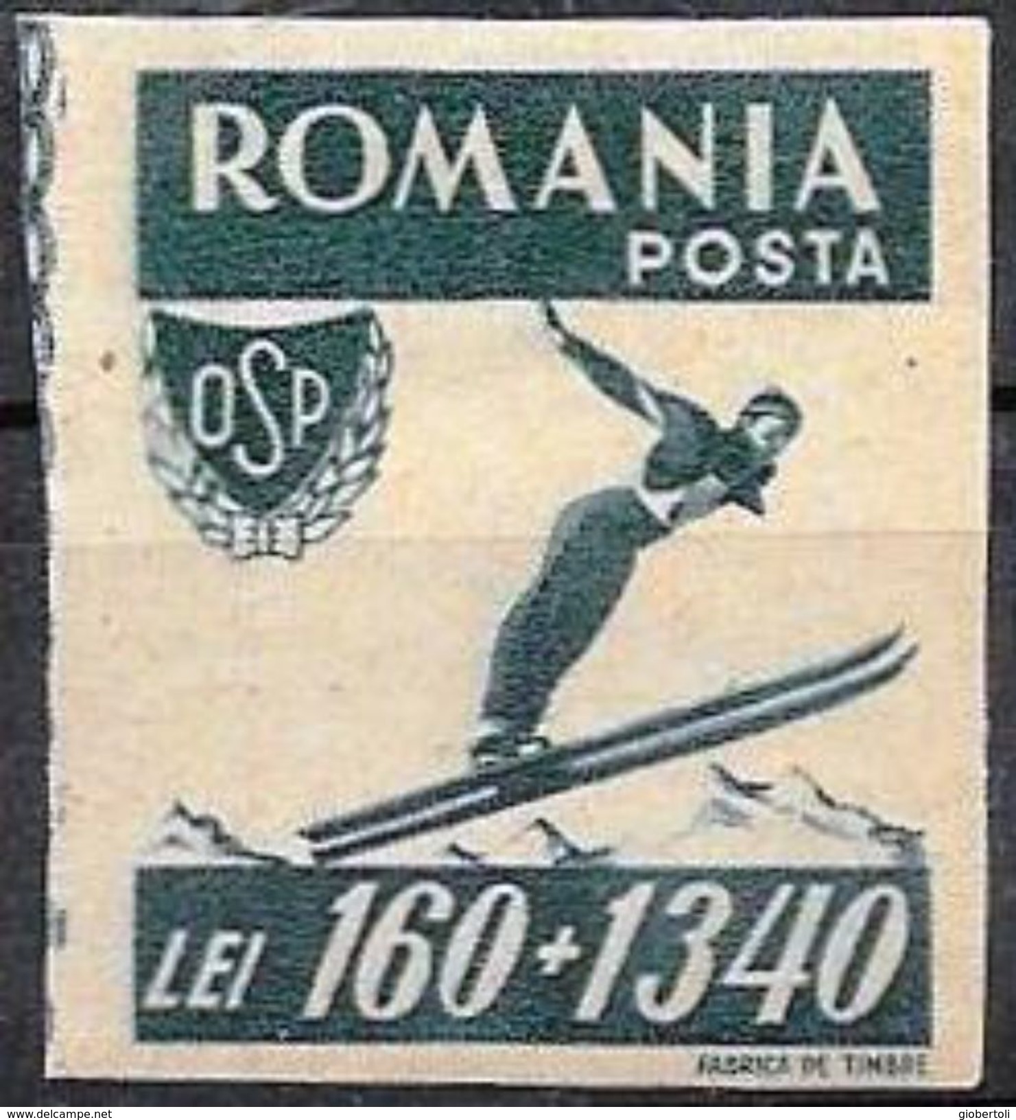 Romania/Roumanie: Non Dentellato, Imperforato, Imperforate, Salto Con Gli Sci, Ski Jumping, Saut à Ski - Inverno