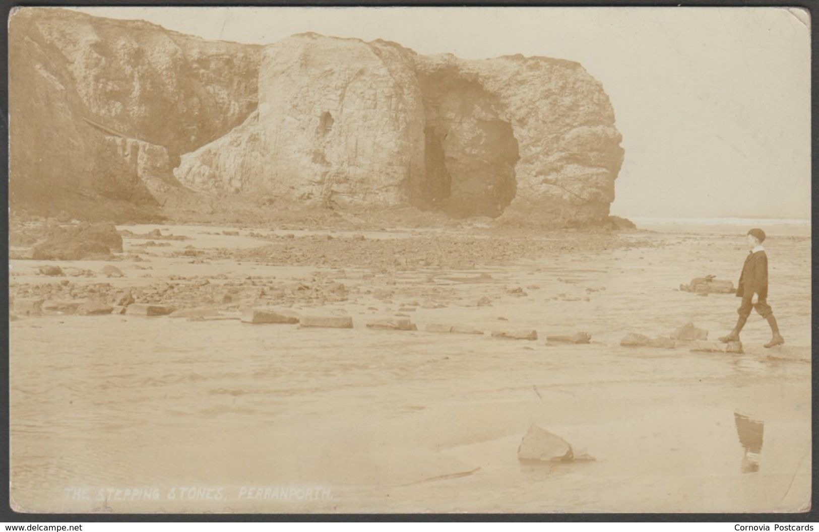 The Stepping Stones, Perranporth, 1923 - RP Postcard - Other & Unclassified