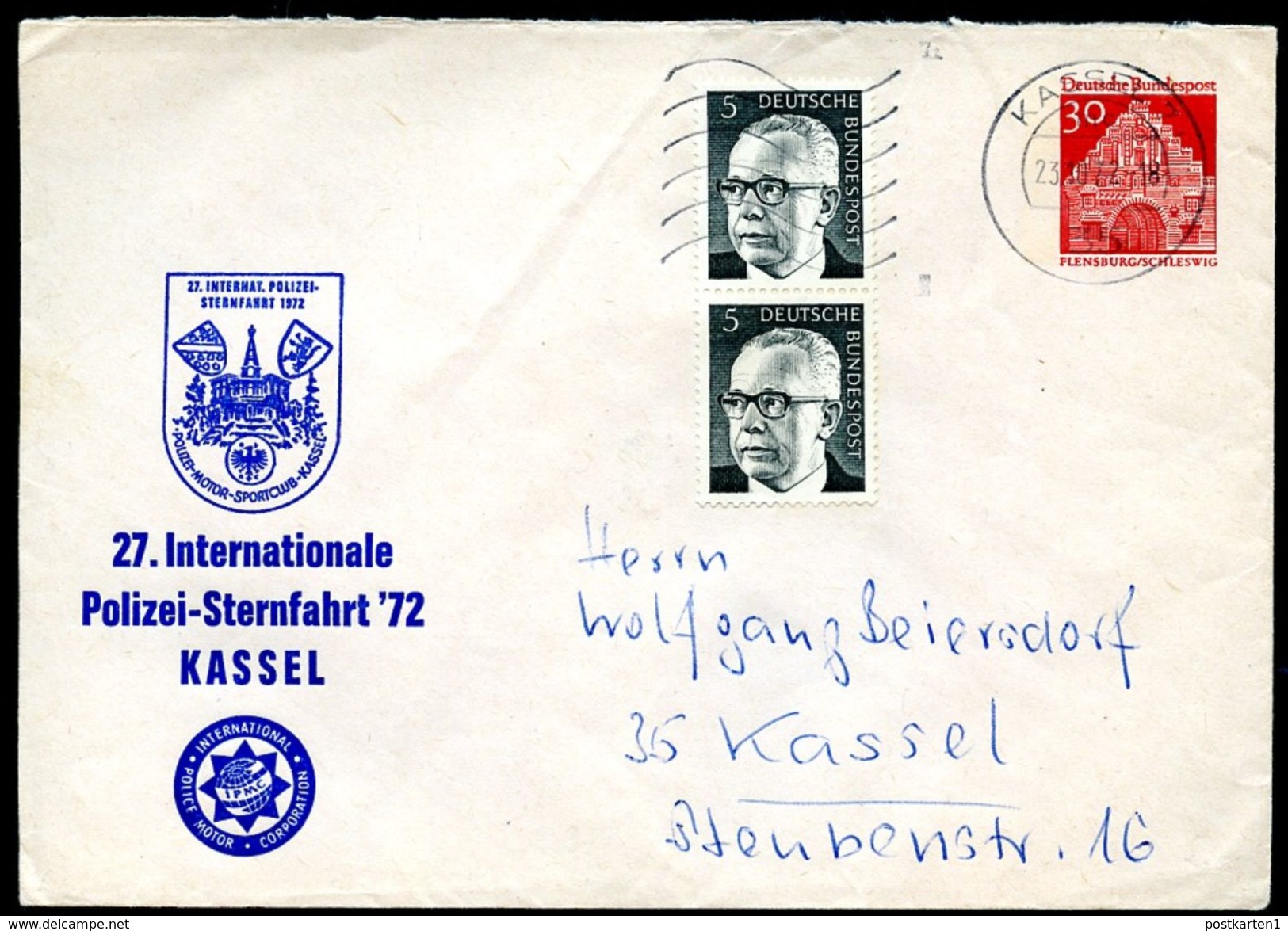 Bund PU33 C2/001 Privat-Umschlag POLIZEI-STERNFAHRT Gebraucht 1972 NGK 5,00 € - Enveloppes Privées - Oblitérées