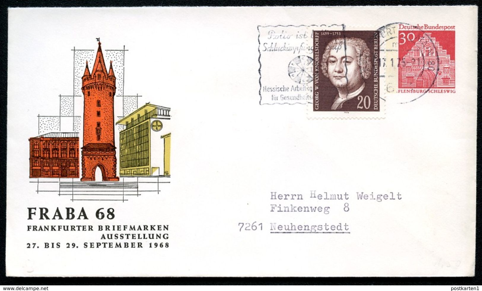 Bund PU33 D2/003 Privat-Umschlag FRABA Frankfurt 1968 Gebraucht NGK 5,00 € - Privatumschläge - Gebraucht