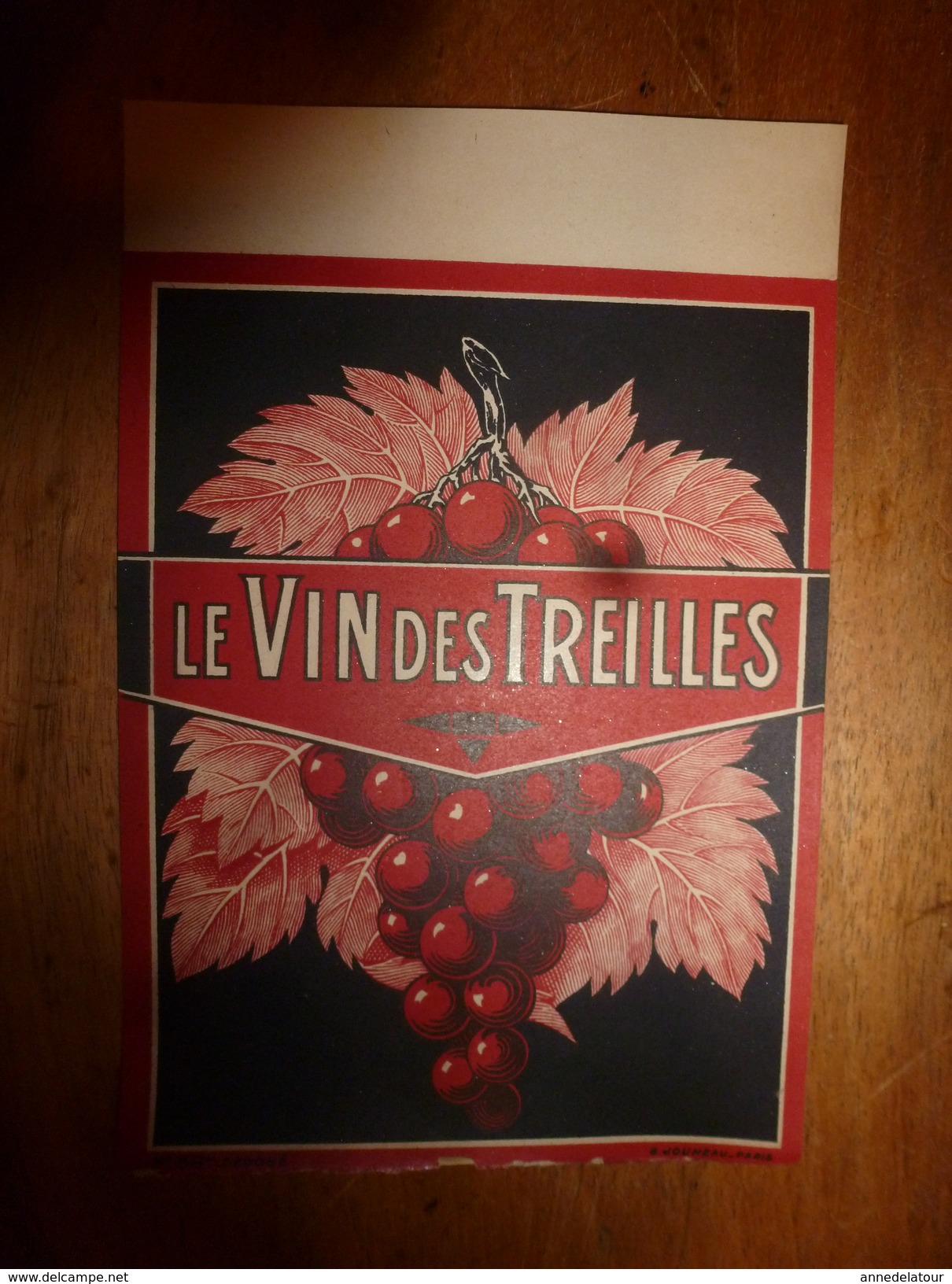 1920 ? Spécimen étiquette Le Vin Des TREILLES, N° 69H Déposé,  Imprimerie G.Jouneau  3 Rue Papin à Paris - Autres & Non Classés