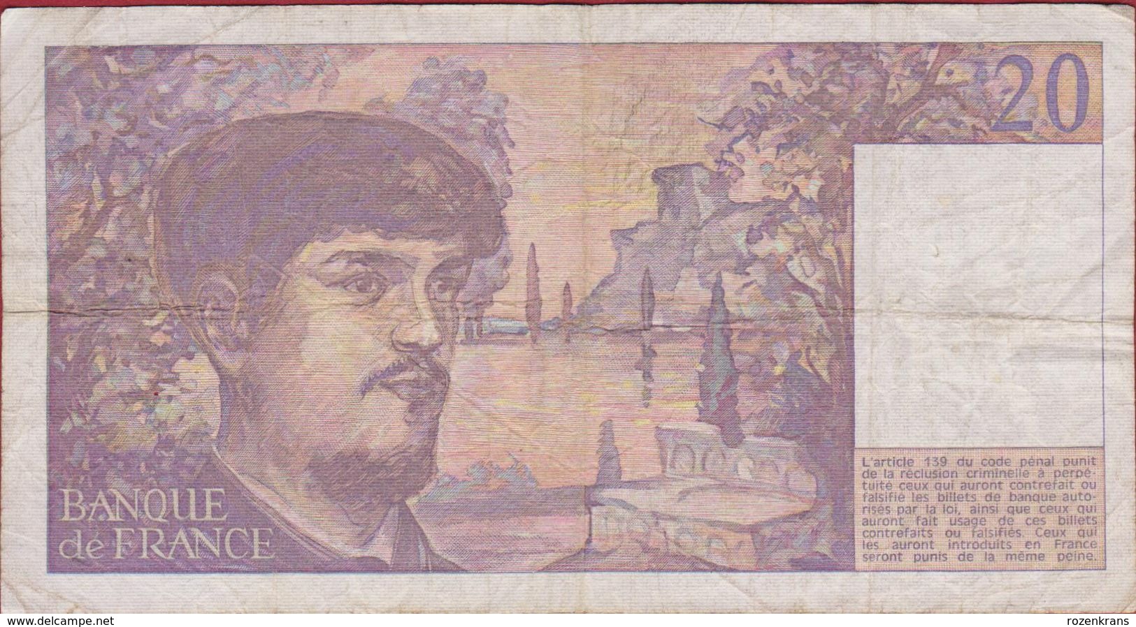 20 F Vingt Francs Debussy France Bankbiljet Billet Banknote Billet 1982 - 20 F 1980-1997 ''Debussy''