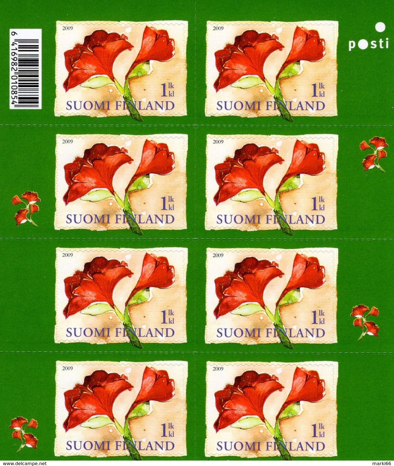 Finland - 2009 - Christmas - Amaryllis Flower - Mint Self-adhesive Stamp Booklet - Nuevos