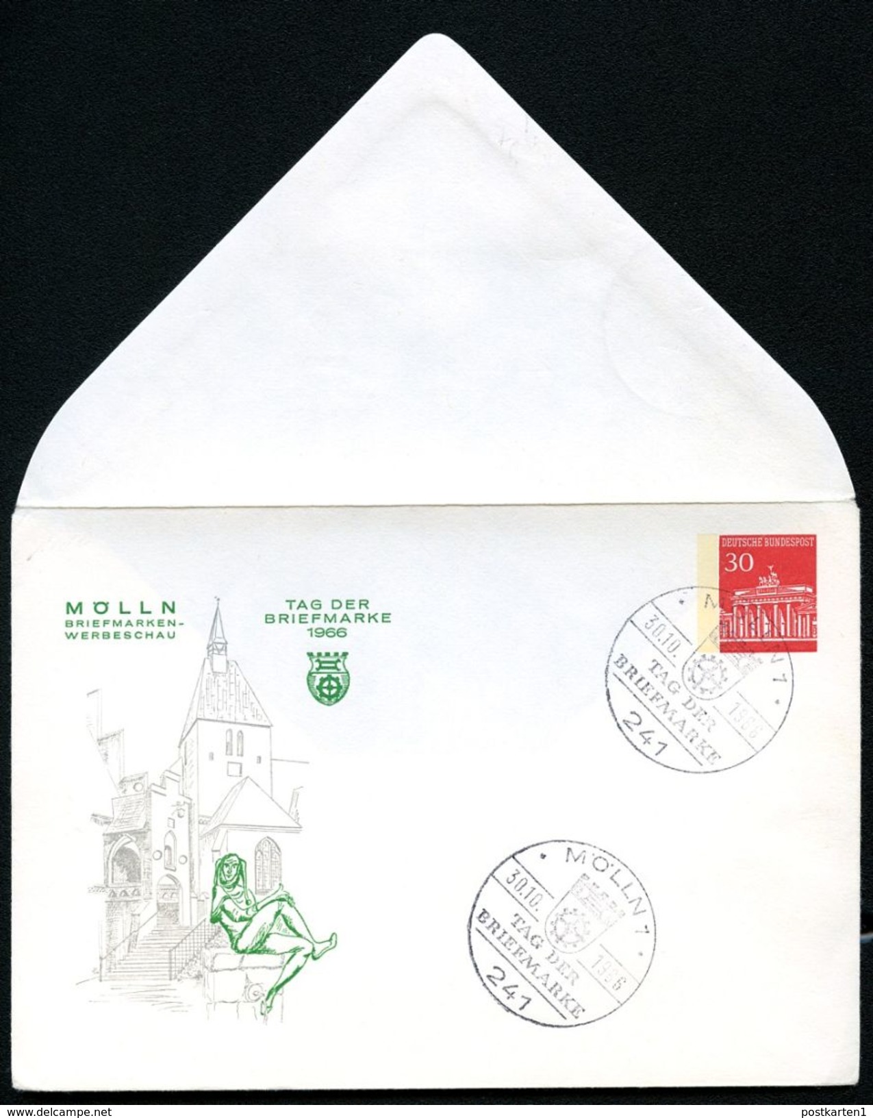 Bund PU41 C2/002 Privat-Umschlag Tag Der Briefmarke Sost. MÖLLN 1966 NGK 8,00 € - Sobres Privados - Usados