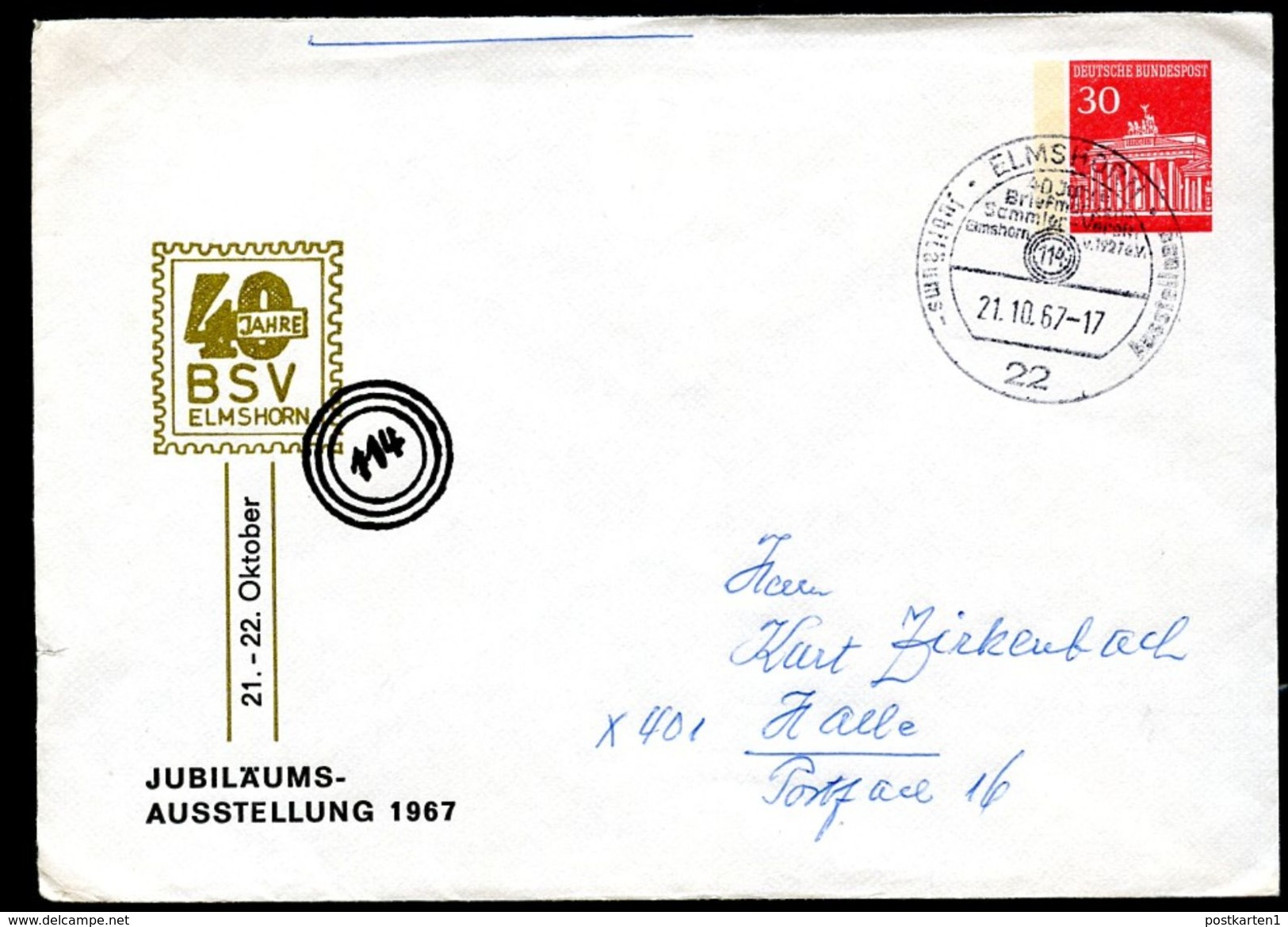 Bund PU41 D2/001 Privat-Umschlag Ausstellung ELMSHORN Sost. 1967  NGK 5,0 - Private Covers - Used