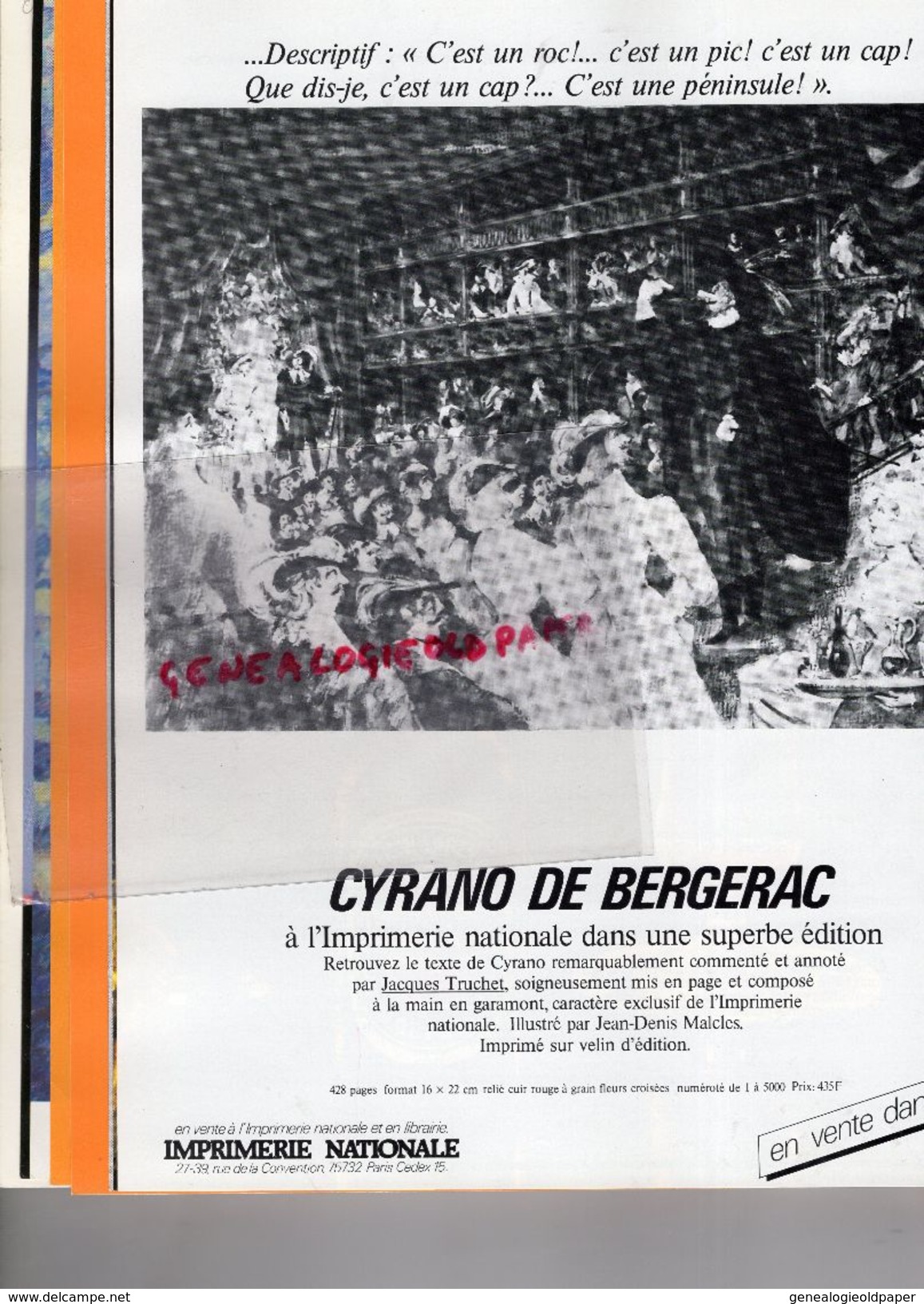 75- PARIS- PROGRAMME THEATRE MOGADOR- CYRANO DE BERGERAC-JEROME SAVARY-JACQUES WEBER-CHARLOTTE TURCKHEIM-OPIUM-FLO