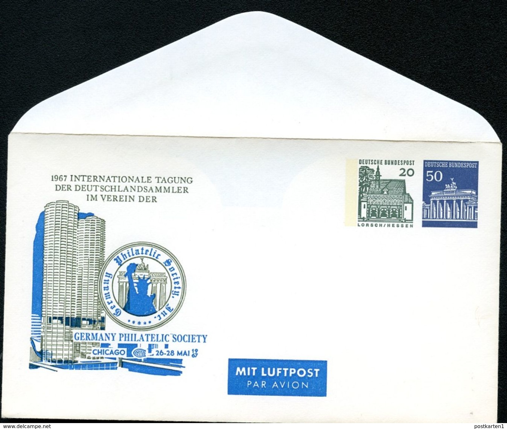 Bund PU46 D1/001a Privat-Umschlag CHICAGO 1967  NGK 20,00 € - Enveloppes Privées - Neuves