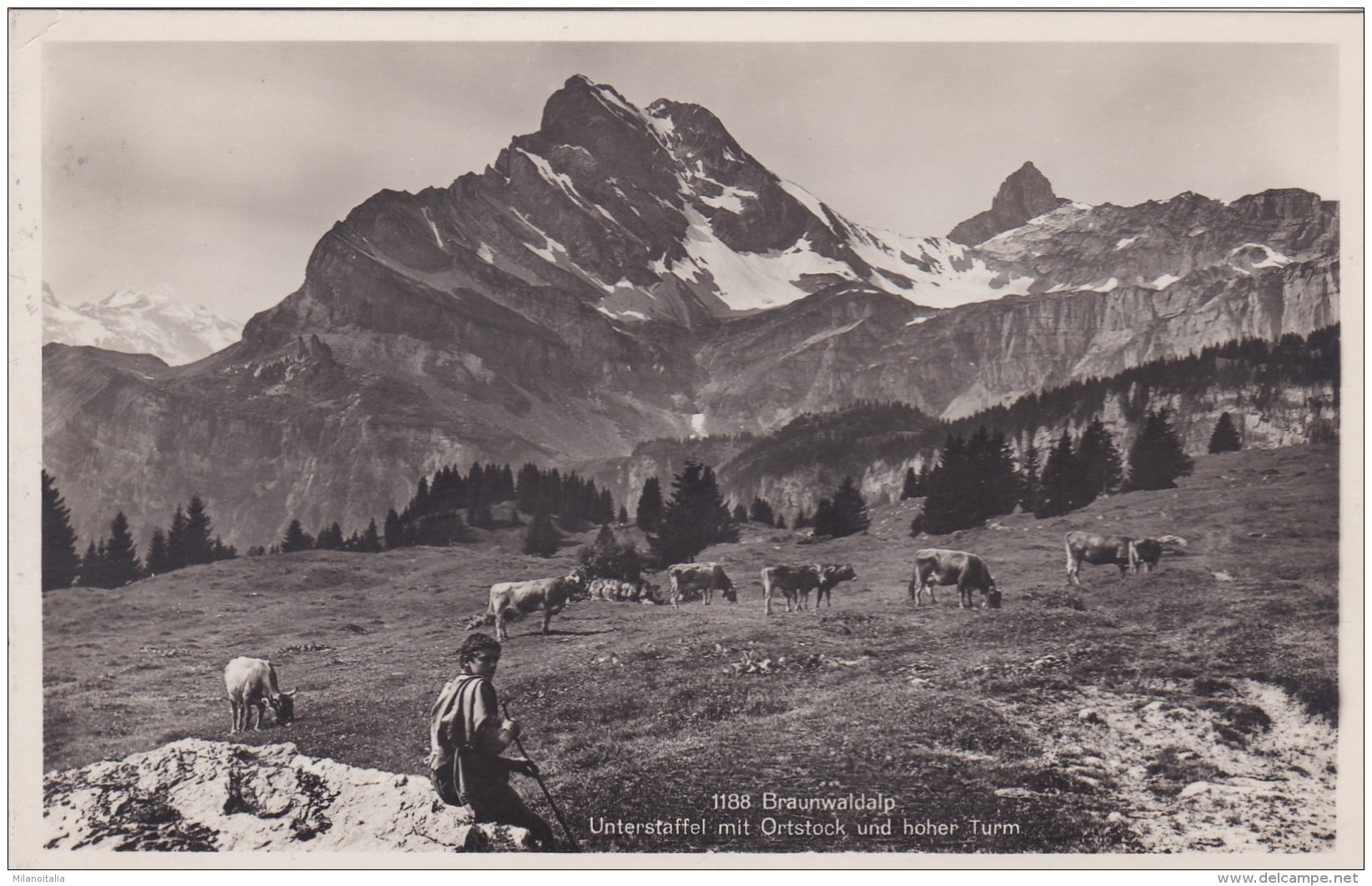 Braunwaldalp - Unterstaffel Mit Ortstock Und Hoher Turm (1188) * 27. 7. 1933 - Braunwald