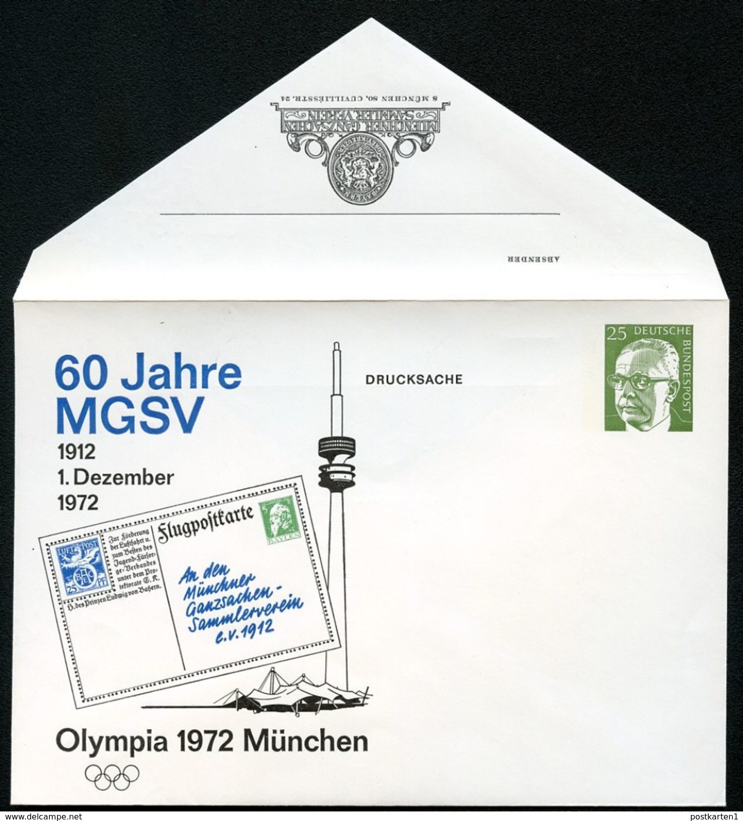 Bund PU50 D2/006 Privat-Umschlag MGSV OLYMPIA 1972  NGK 3,00 € - Enveloppes Privées - Neuves