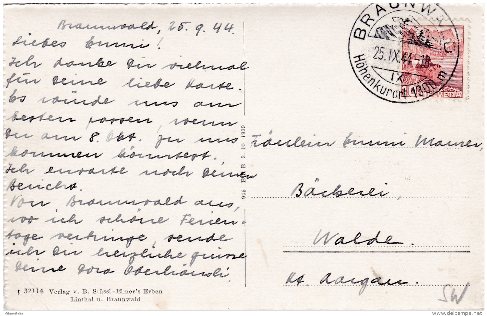 Braunwald - Ortstock (32114) * 25. IX. 1944 - Braunwald