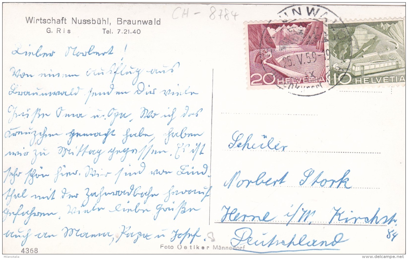 Braunwald - Wirtschaft Nussbühl (4368) * 25. V. 1959 - Braunwald