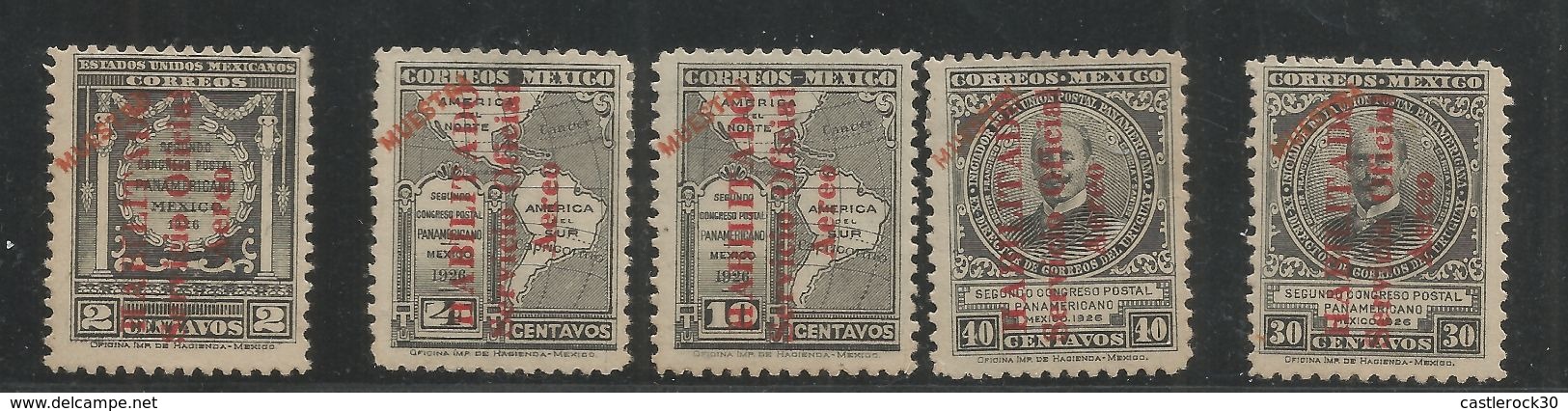 J) 1931 MEXICO, PROOF, MAP OF AMERICA, FRANCISCO GARCIA Y SANTOS, WITH OVRPRINT IN RED, MN - Mexico