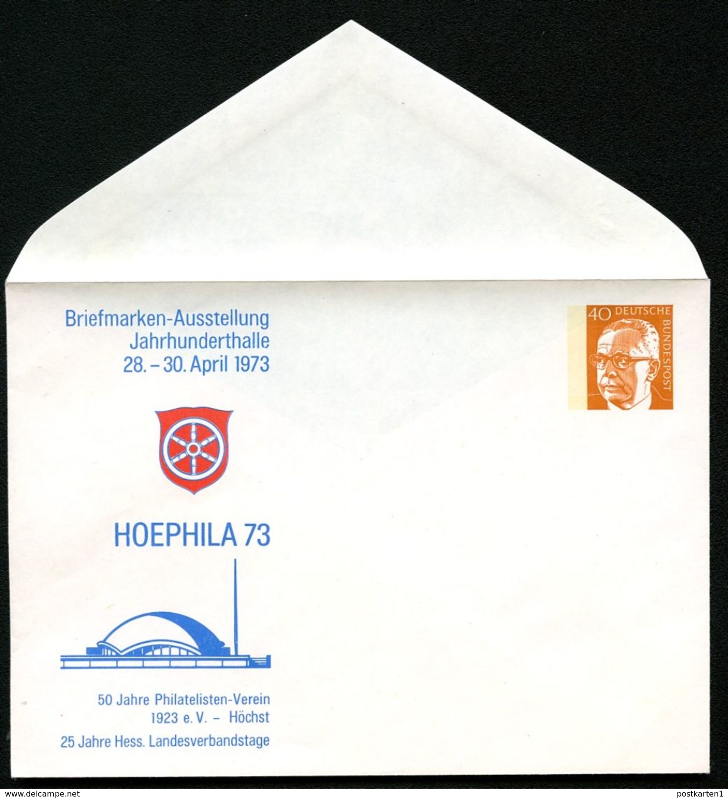 Bund PU53 D2/004 Privat-Umschlag HOEPHILA Höchst 1973  NGK 3,00 € - Enveloppes Privées - Neuves