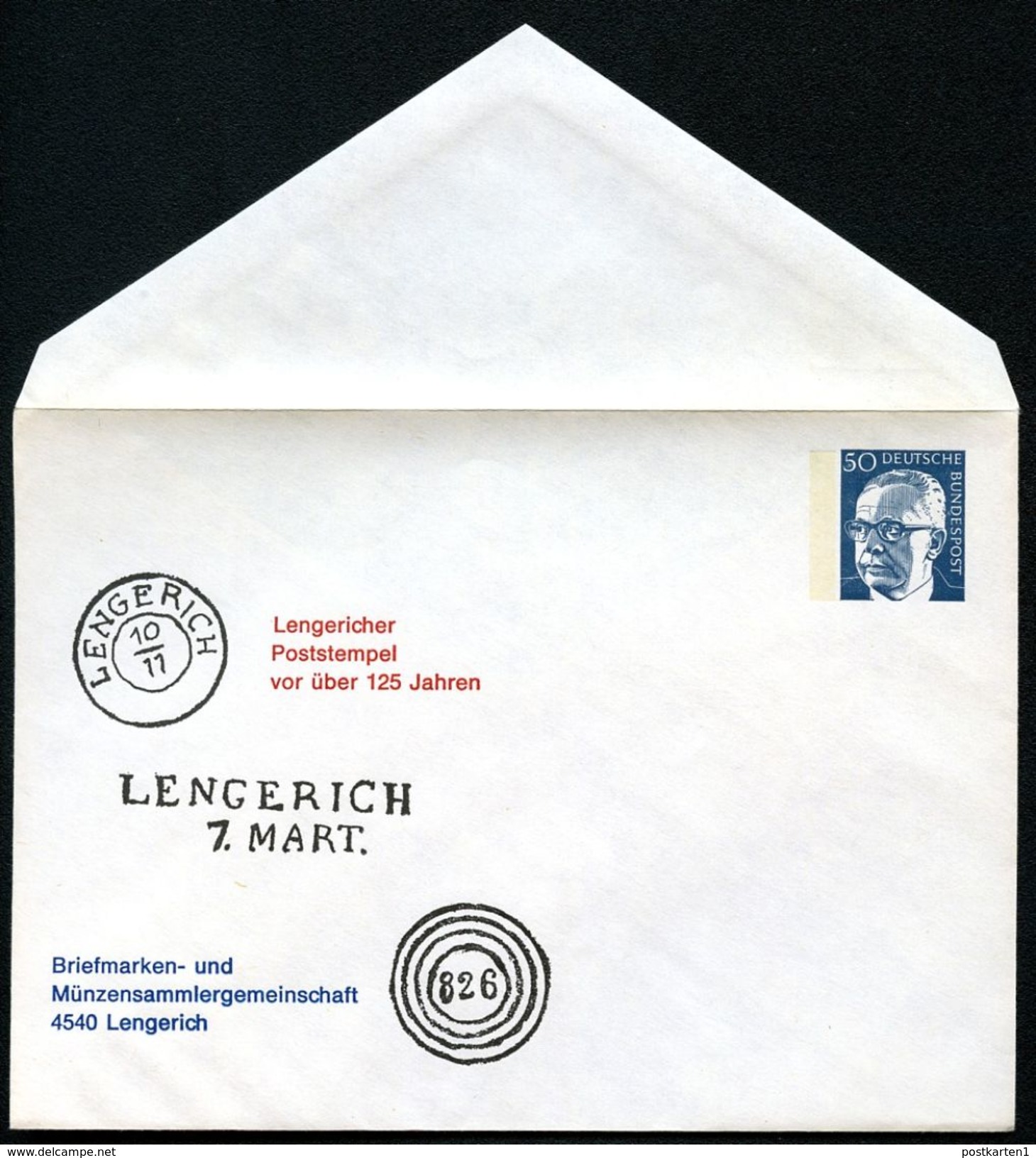 Bund PU54 B2/002a  Privat-Umschlag POSTSTEMPEL LENGERICH 1974  NGK 4,00 € - Post