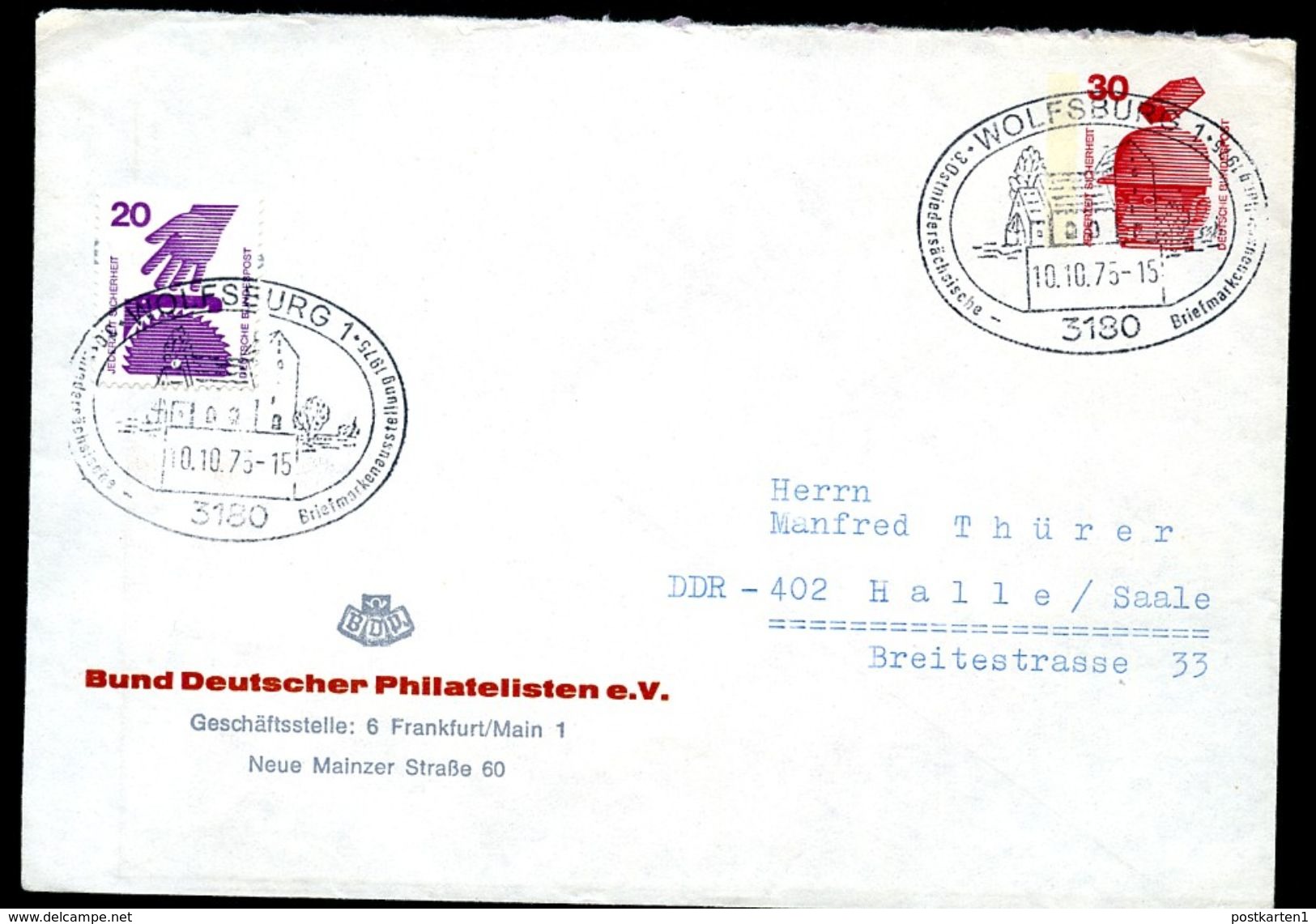 Bund PU63 B2/004 Privat-Umschlag Sost. Wolfsburg 1975 - Private Covers - Used