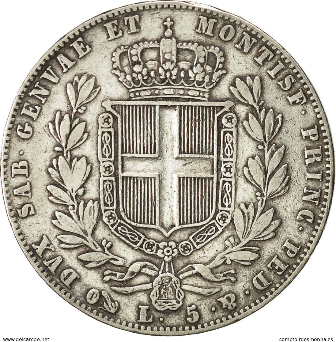 Monnaie, États Italiens, SARDINIA, Carlo Alberto, 5 Lire, 1844, Genoa, TTB - Italian Piedmont-Sardinia-Savoie