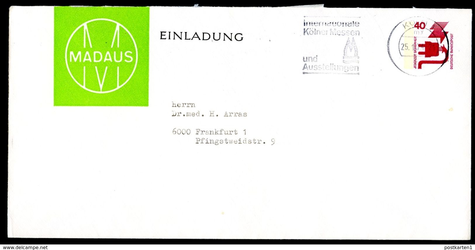 Bund PU64 B2/004a Privat-Umschlag MADAUS & Co. KÖLN Gebraucht 1974  NGK 60,00 € - Private Covers - Used