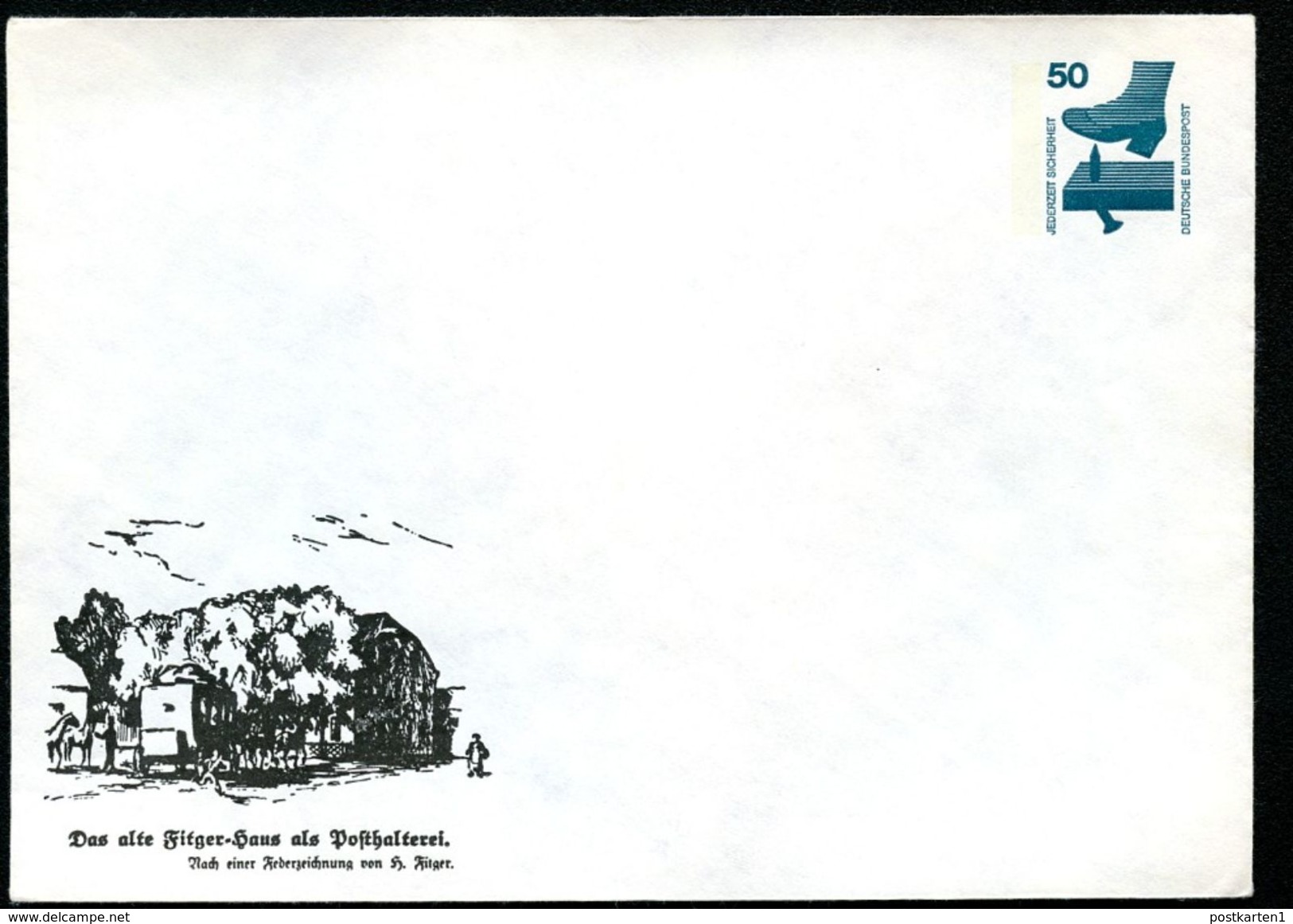 Bund PU65 B1/002 Privat-Umschlag FITGER-HAUS DELMENHORST 1975  NGK 4,00 € - Enveloppes Privées - Neuves