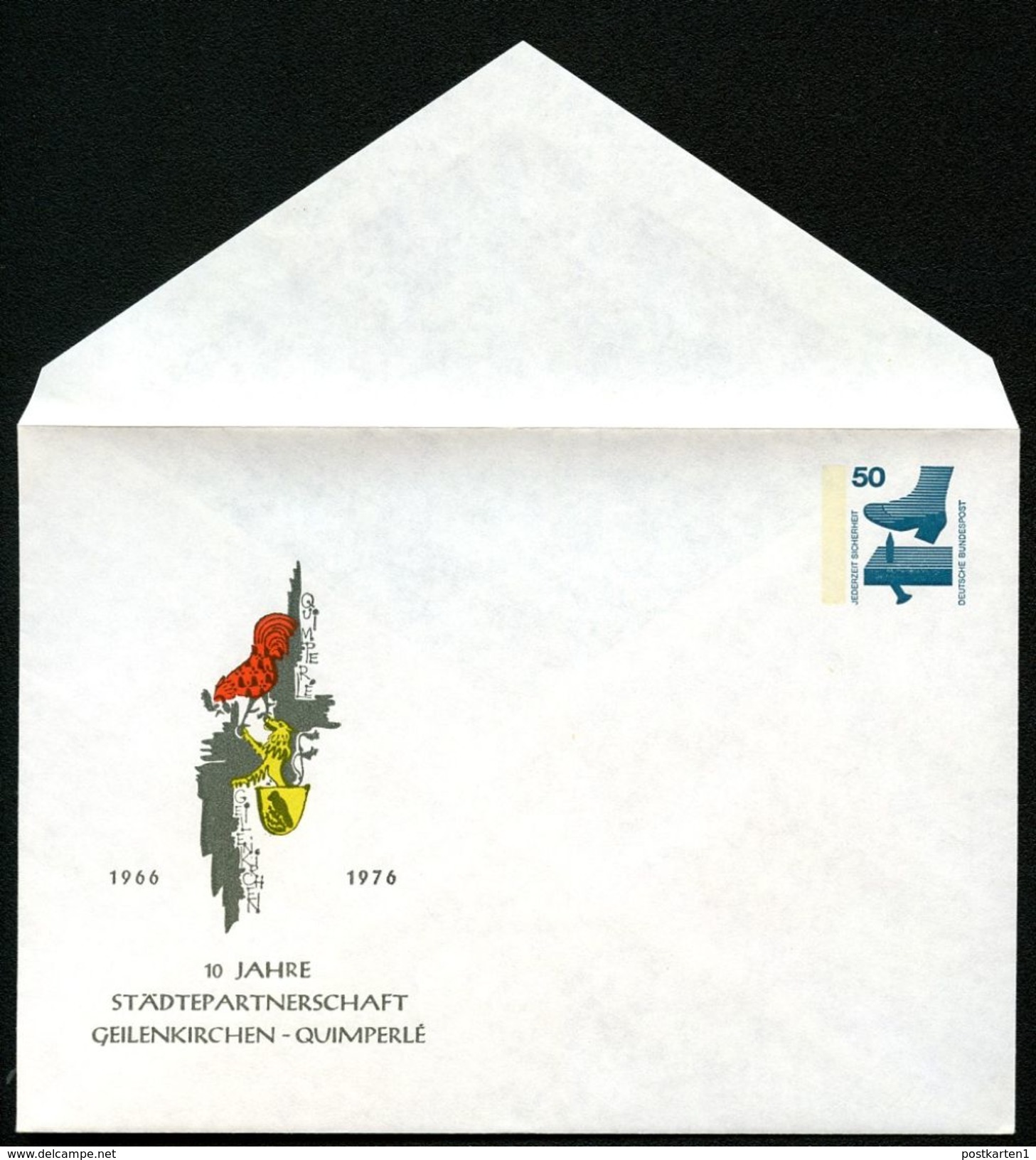 Bund PU65 C2/004b Privat-Umschlag GEILENKIRCHEN QUIMPERLÉ 1976  NGK 4,00 € - Enveloppes Privées - Neuves