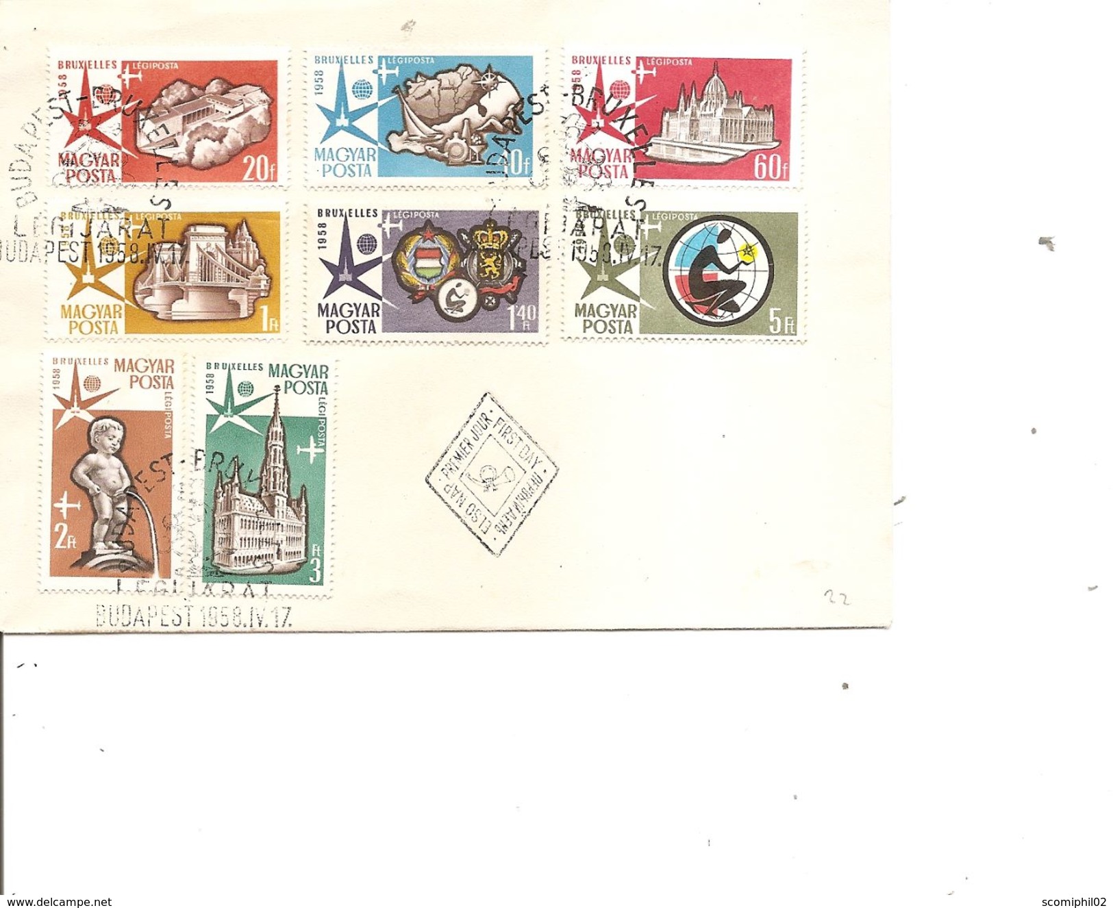 Exposition De Bruxelles -1958 ( FDC De Hongrie à Voir) - 1958 – Bruselas (Bélgica)