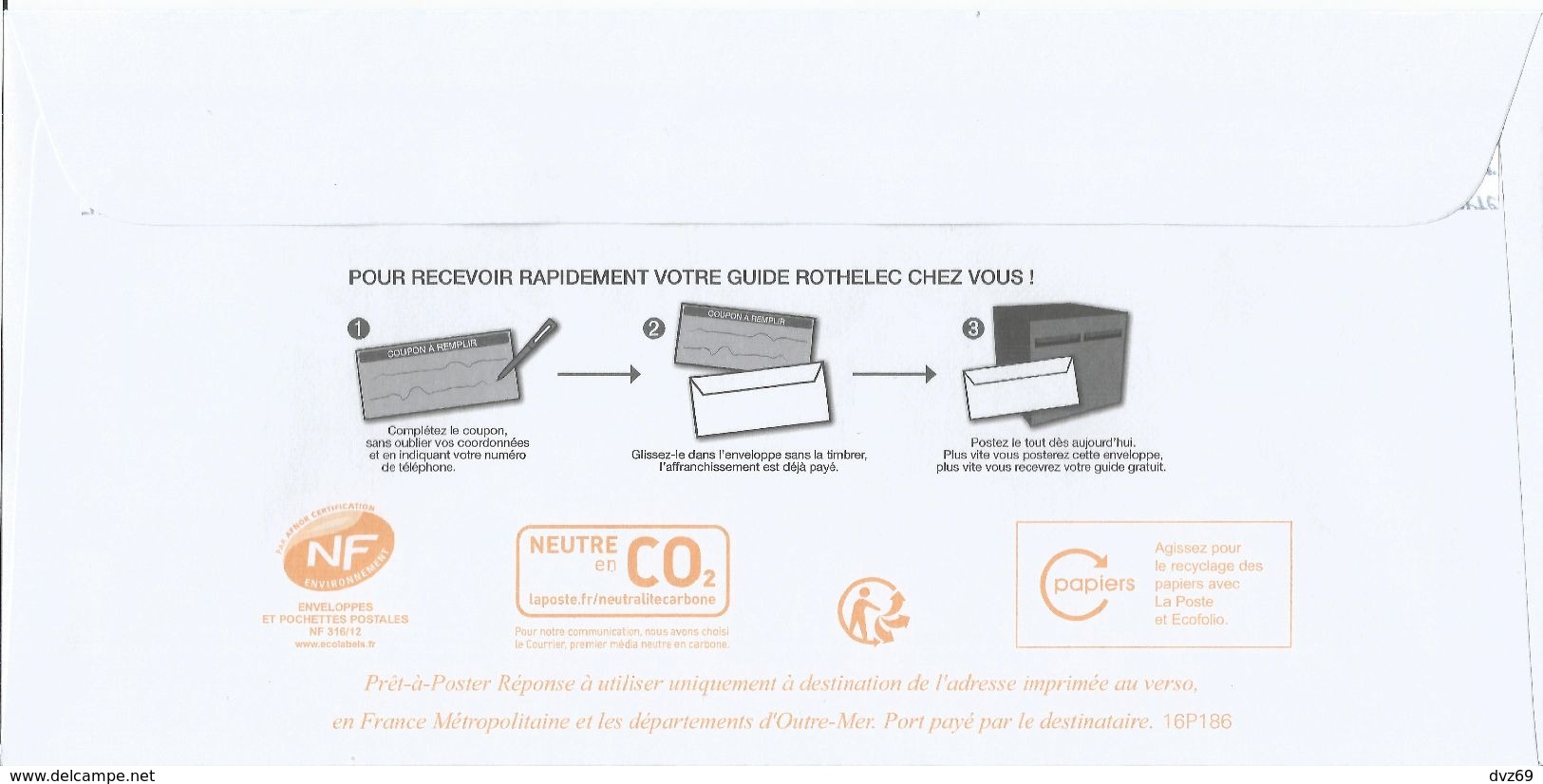 ROTHELEC, Enveloppe Neuve, Postréponse 20g PRIO, Validité Permanente - Prêts-à-poster: Réponse /Ciappa-Kavena