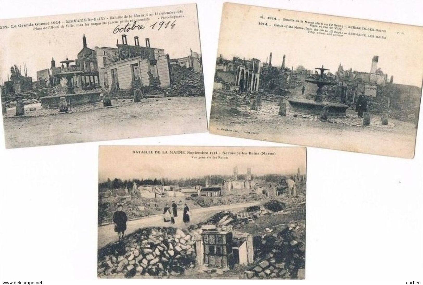 SERMAIZE .51.les Ruines . Lot De 3 Cartes.voir Photo. - Sermaize-les-Bains