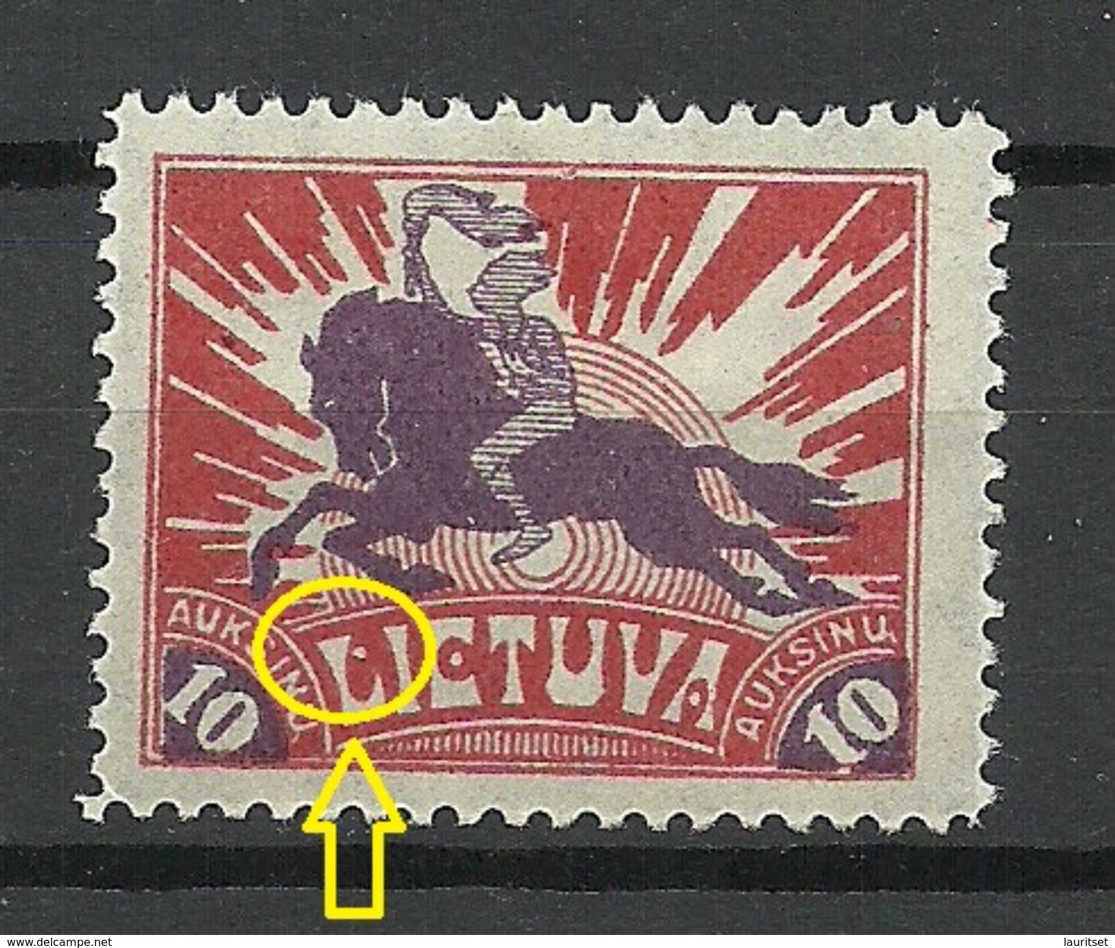 LITAUEN Lithuania 1921 Michel 99 A + ERROR Abart = White Spot * - Lithuania