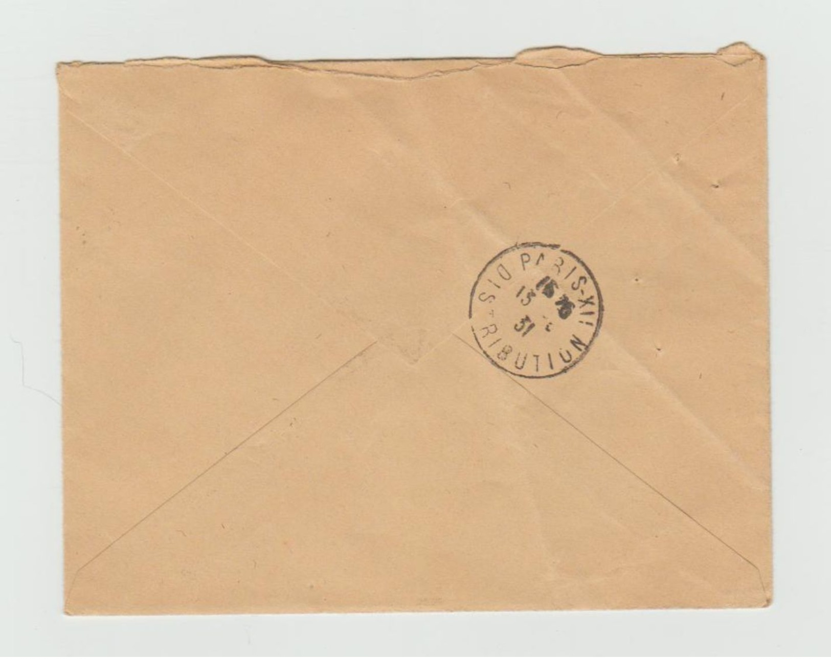 PNEUMATIQUE  ????  Recommandé 1931 - PARIS 21 RUE DE LA BASTILLE  Sur YT 273 Seul Sur Lettre - Manual Postmarks