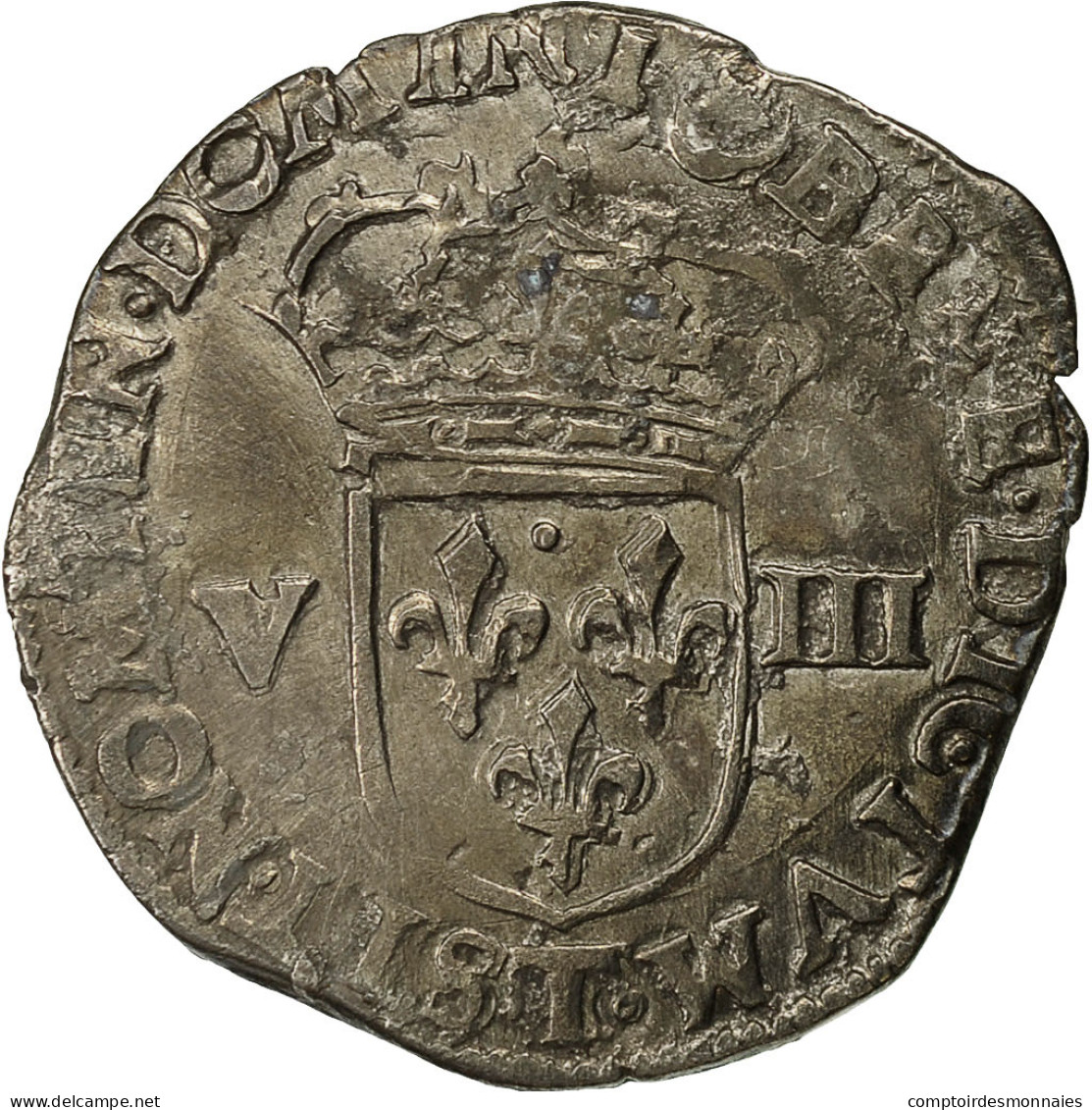 Monnaie, France, Henri IV, 1/8 Ecu, 1607, Nantes, TB+, Argent, Duplessy:1223 - 1589-1610 Henri IV Le Vert-Galant