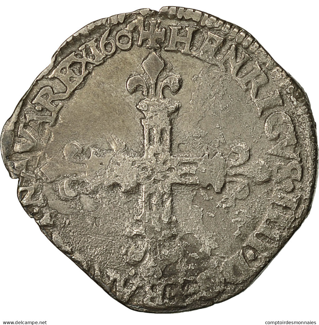 Monnaie, France, Henri IV, 1/8 Ecu, 1607, Nantes, TB+, Argent, Duplessy:1223 - 1589-1610 Henri IV Le Vert-Galant