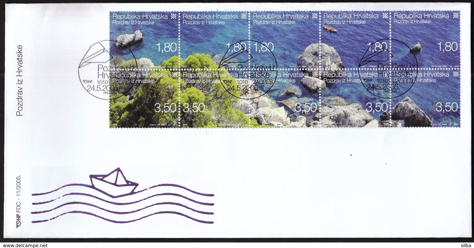 Croatia 2005 / Greetings From Croatia / Tourism / Adriatic Coast / Sea / Kayak / FDC - Other & Unclassified