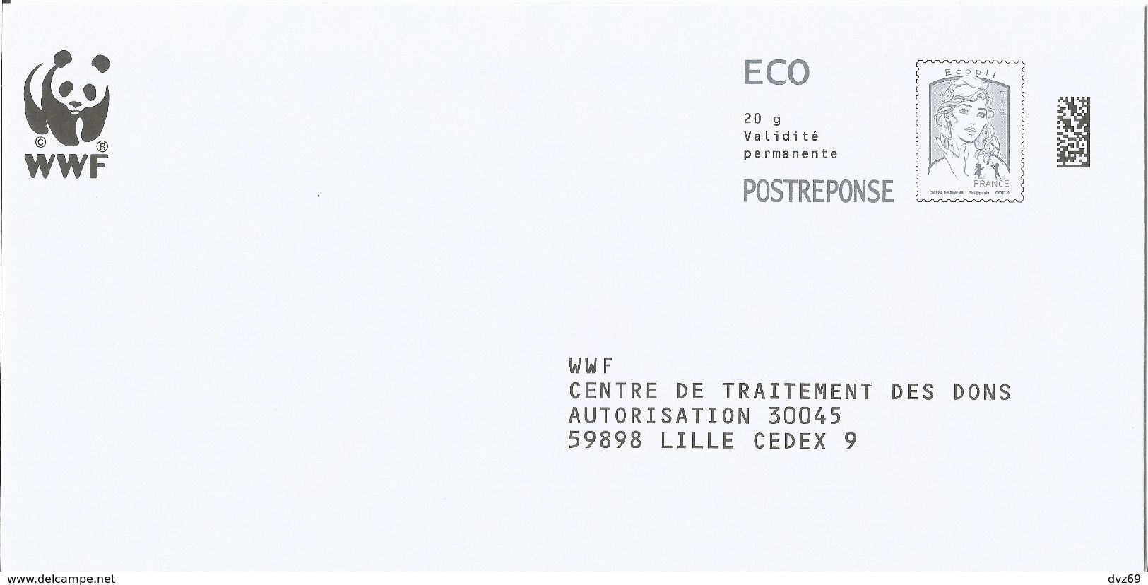 WWF , Enveloppe Neuve, PostReponse 20g ECO, Validité Permanente - Prêts-à-poster: Réponse /Ciappa-Kavena