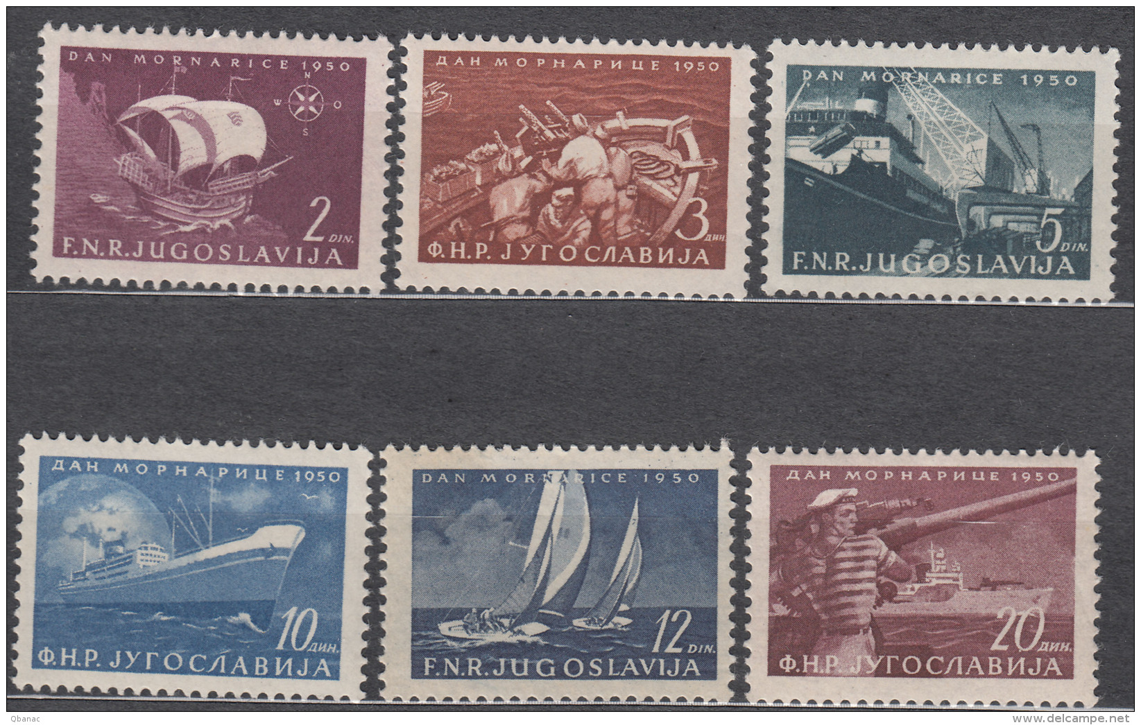 Yugoslavia Republic 1950 Ships (Navy Day) Mi#622-627 Mint Never Hinged - Ungebraucht