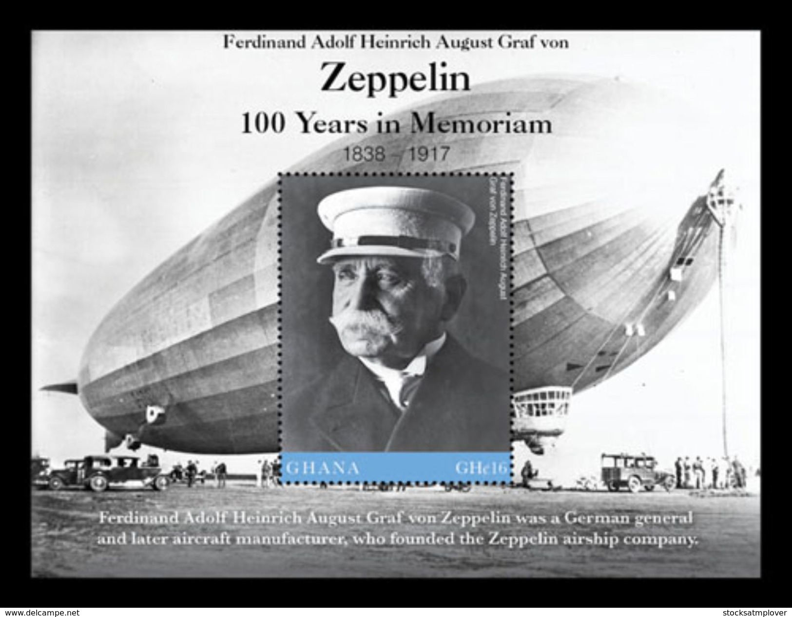 Ghana 2017 Zeppelin 100 Years In Memoriam - Zeppelins