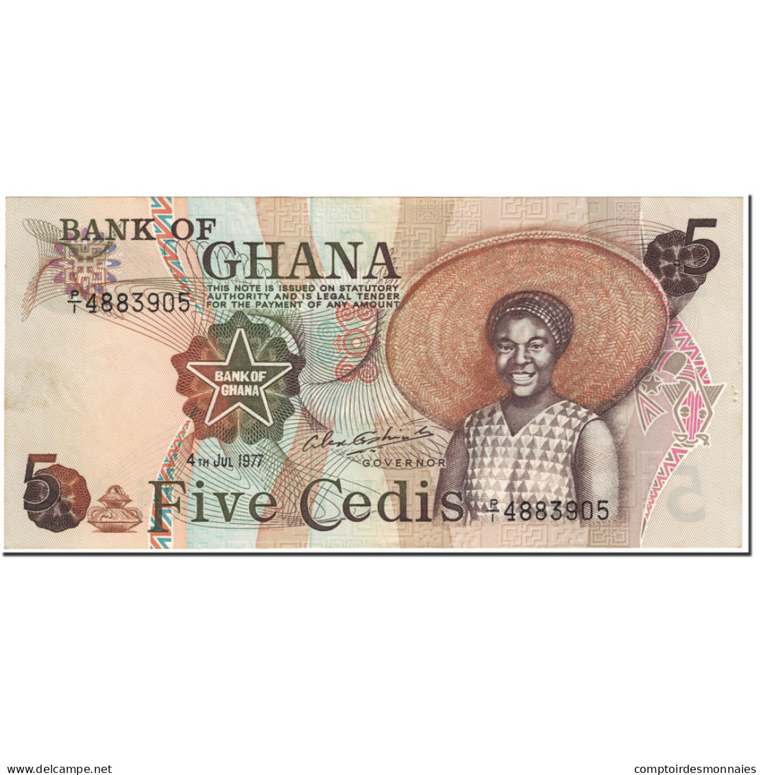 Billet, Ghana, 5 Cedis, 1977, 1977-07-04, KM:15b, NEUF - Ghana