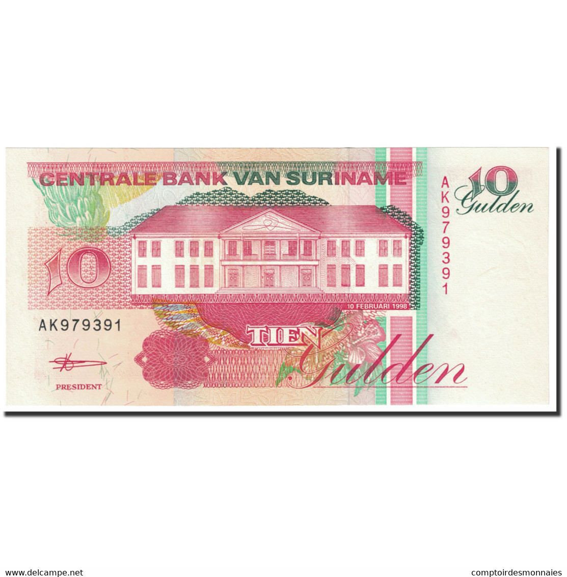 Billet, Surinam, 10 Gulden, 1998, 1998-02-10, KM:137b, NEUF - Surinam