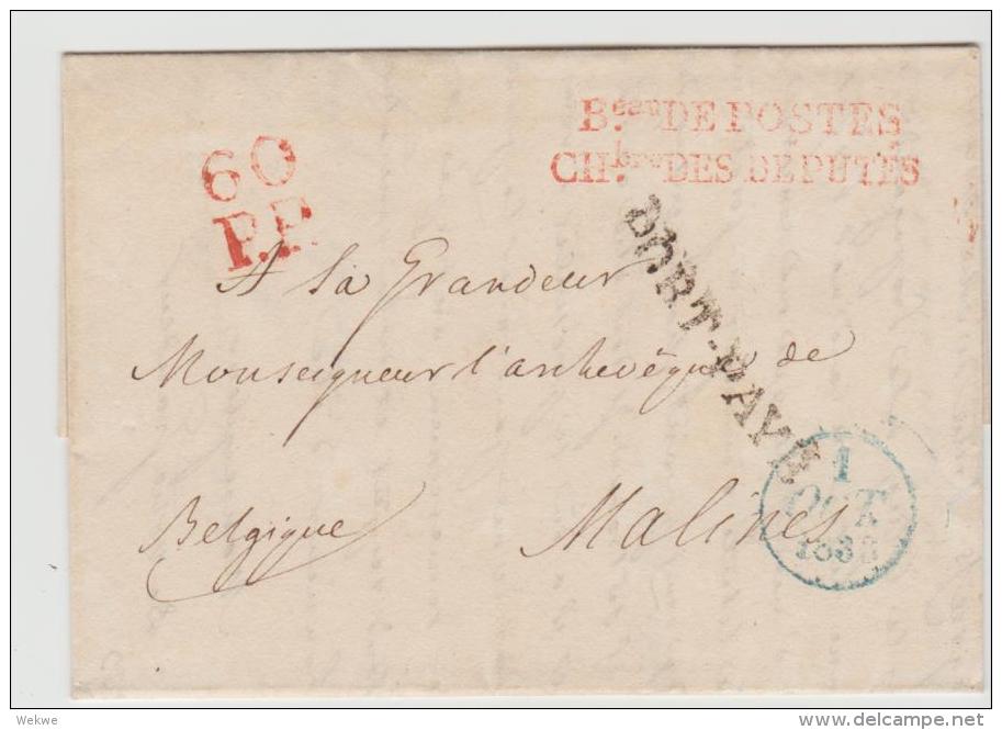 FP202 / FRANKREICH -  Dienstbrief Paris - Maline (Belgien) 1833 - 1801-1848: Précurseurs XIX