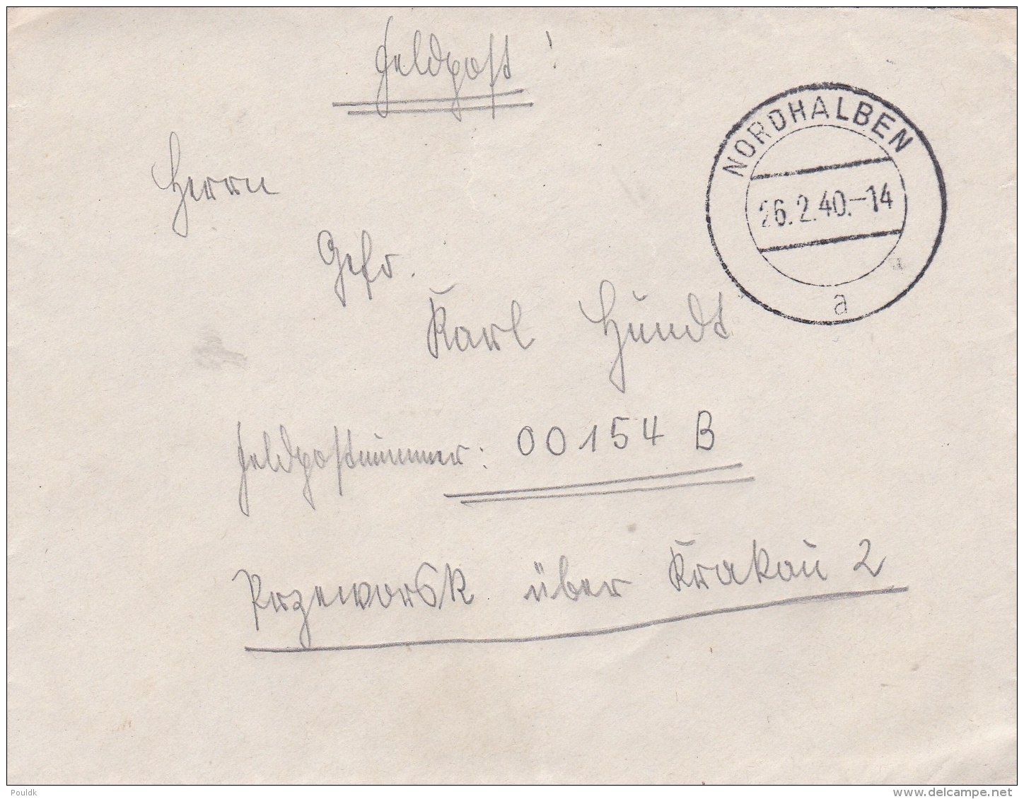 Feldpost WW2: To Przeworsk In SE Poland - Infanterie-Regiment 342 (9./III) FP 00154B P/m Nordhalben 26.2.1940 - Letter I - WW2