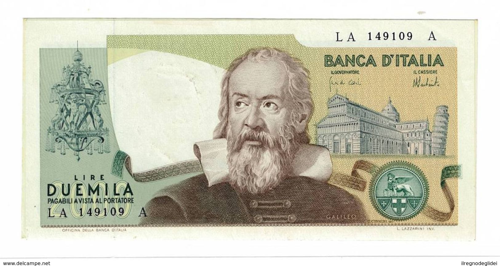 REPUBBLICA ITALIANA - 2000 LIRE GALILEO GALILEI -  FIOR DI STAMPA - DECR. 08/10/1973 - CARLI - BARBARITO - LA149109A - 2000 Lire