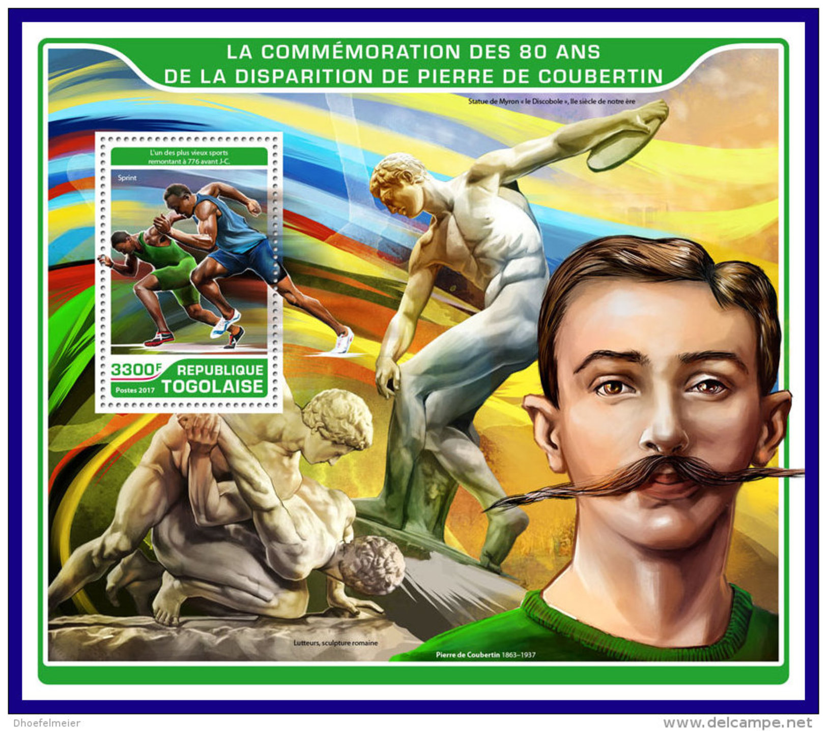 TOGO 2017 ** Pierre De Coubertin Olympic Games S/S - IMPERFORATED - DH1720 - Ete 1896: Athènes