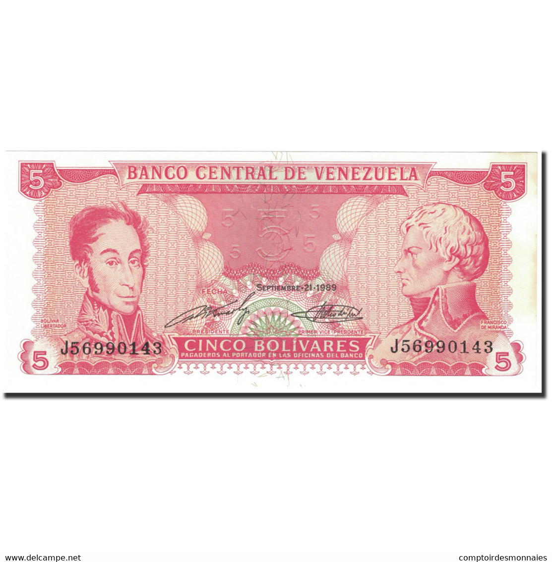 Billet, Venezuela, 5 Bolivares, 1989, 1989-09-21, KM:70a, SUP - Venezuela