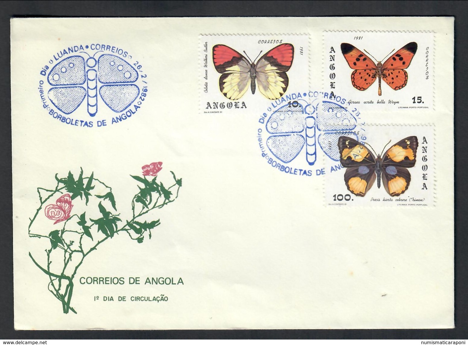 Angola 1981 Farfalle Su Busta Cod.bu.114 - Angola