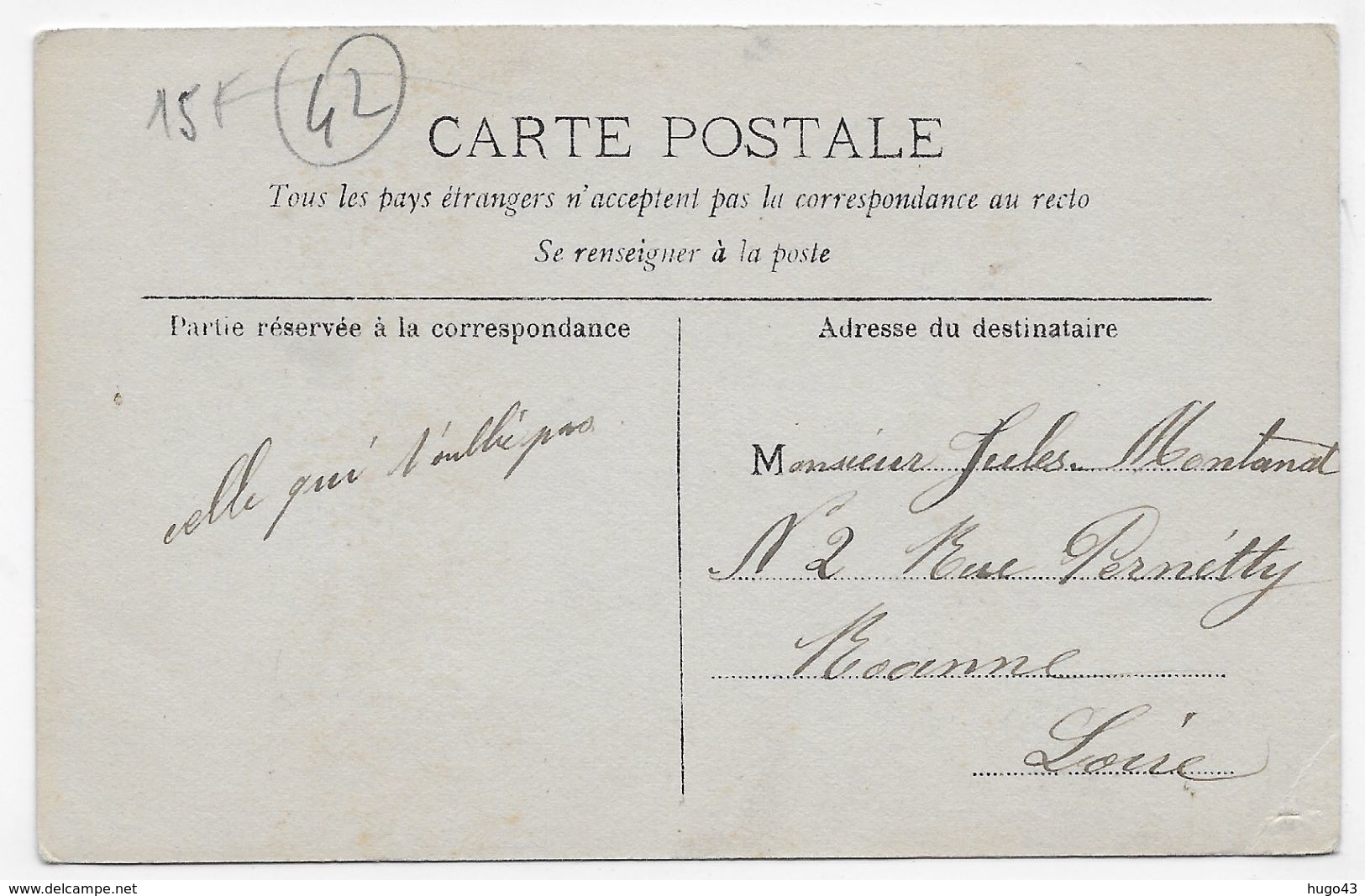 (RECTO / VERSO) REGNY EN 1905 - N° 1358 - SOUVENIR DE REGNY - PETIT PLI ANGLE BAS A GAUCHE - CPA VOYAGEE - Autres & Non Classés