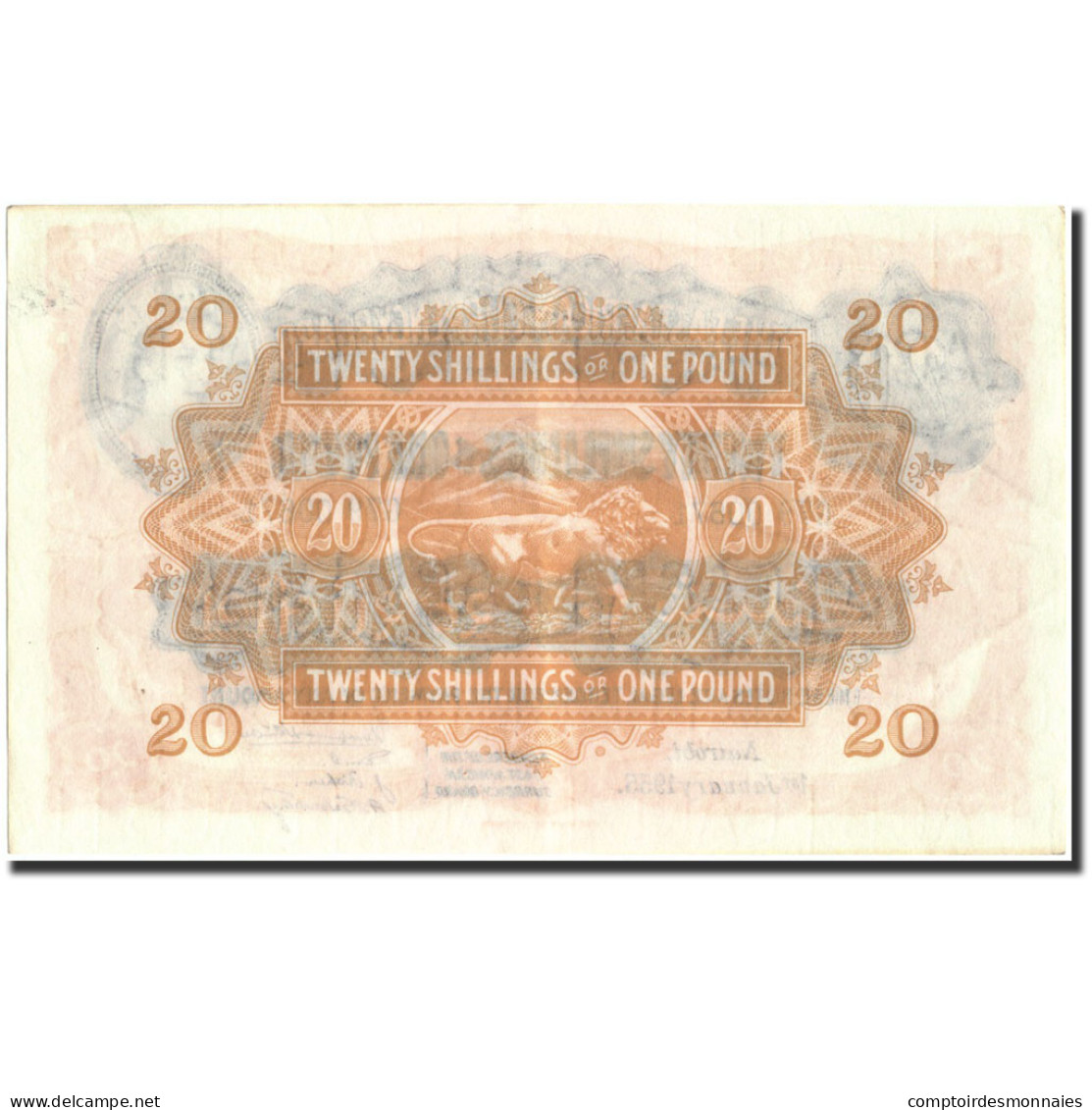 Billet, EAST AFRICA, 20 Shillings = 1 Pound, 1955, 1955-01-01, KM:35, TTB+ - Kenia